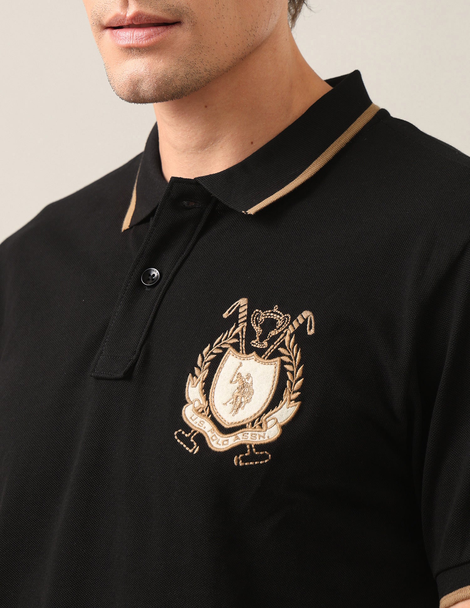 Solid Slim Fit Polo Shirt Black - U.S. Polo Assn. India | Large