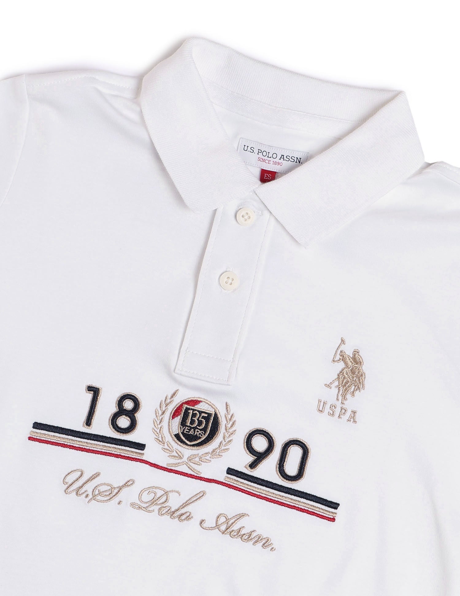 Boys Brand Printed Regular Fit Polo Shirt White - U.S. POLO ASSN. | Large