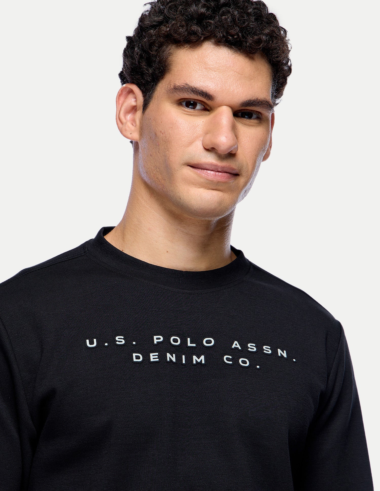 Brand Embossed Regular Fit Sweatshirt Black - U.S. Polo Assn. India | Large