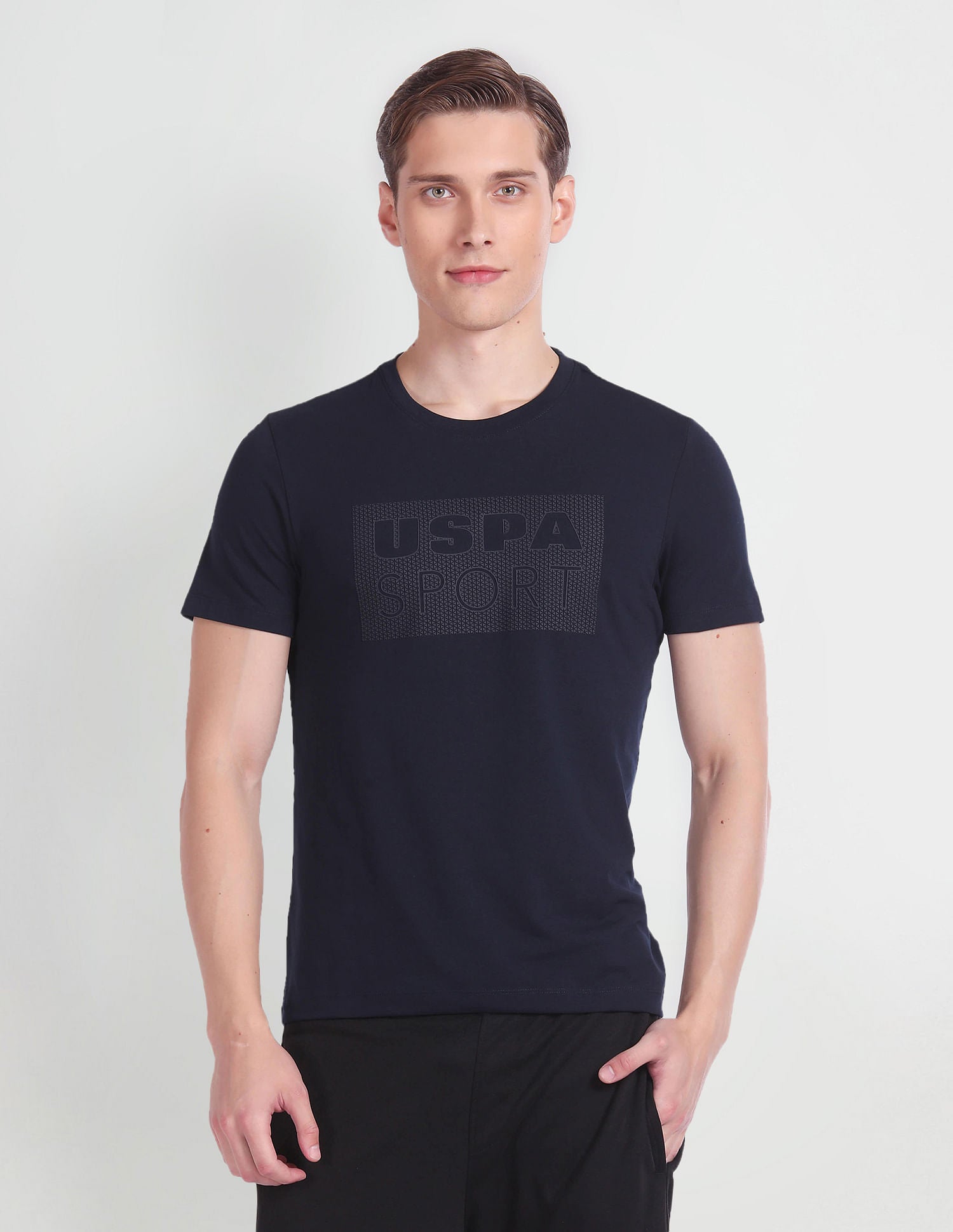 Brand Print Stretch Active T-Shirt Navy - U.S. POLO ASSN. | Large