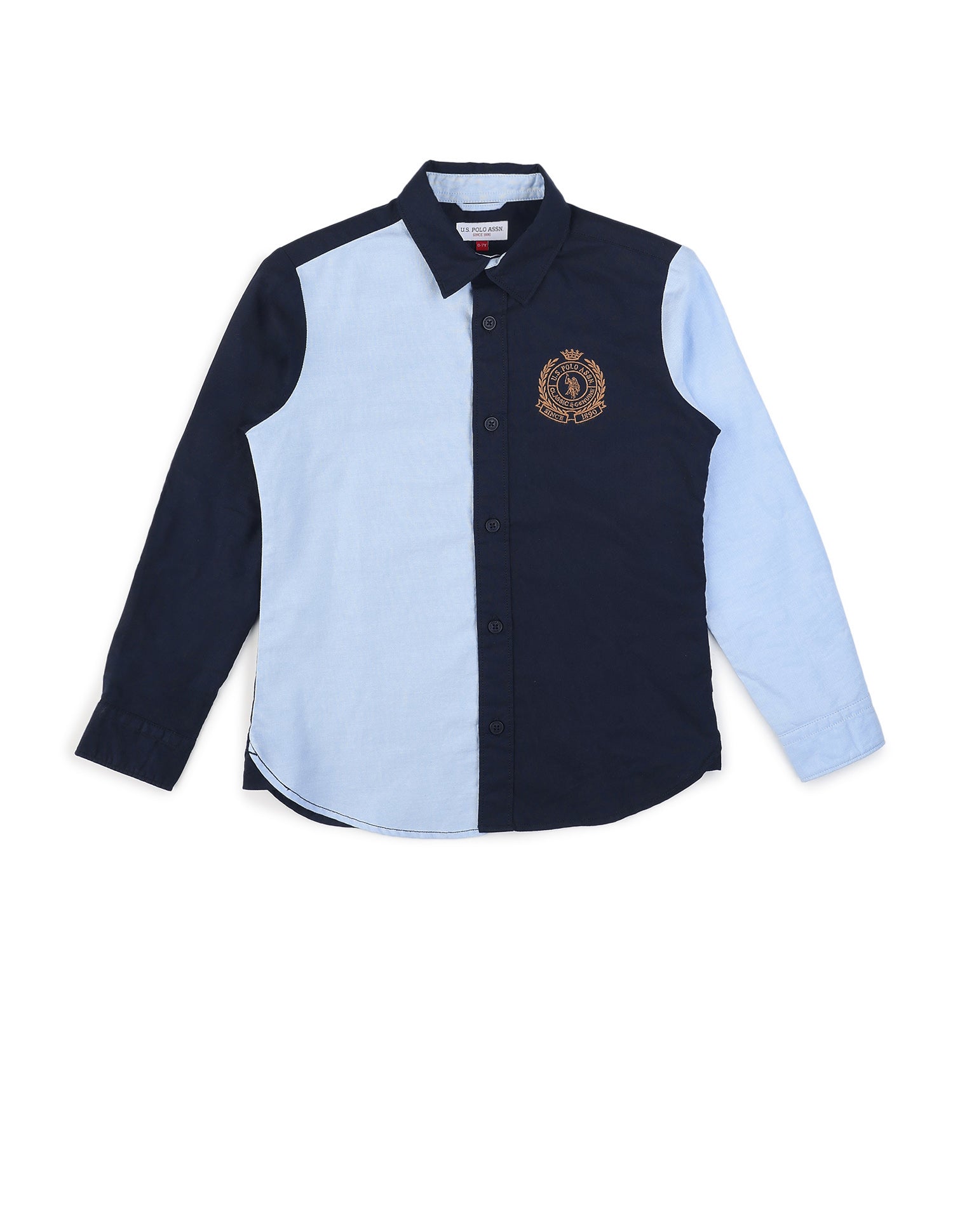 Boys Colorblocked Pure Cotton Shirt Navy - U.S. POLO ASSN. | Large