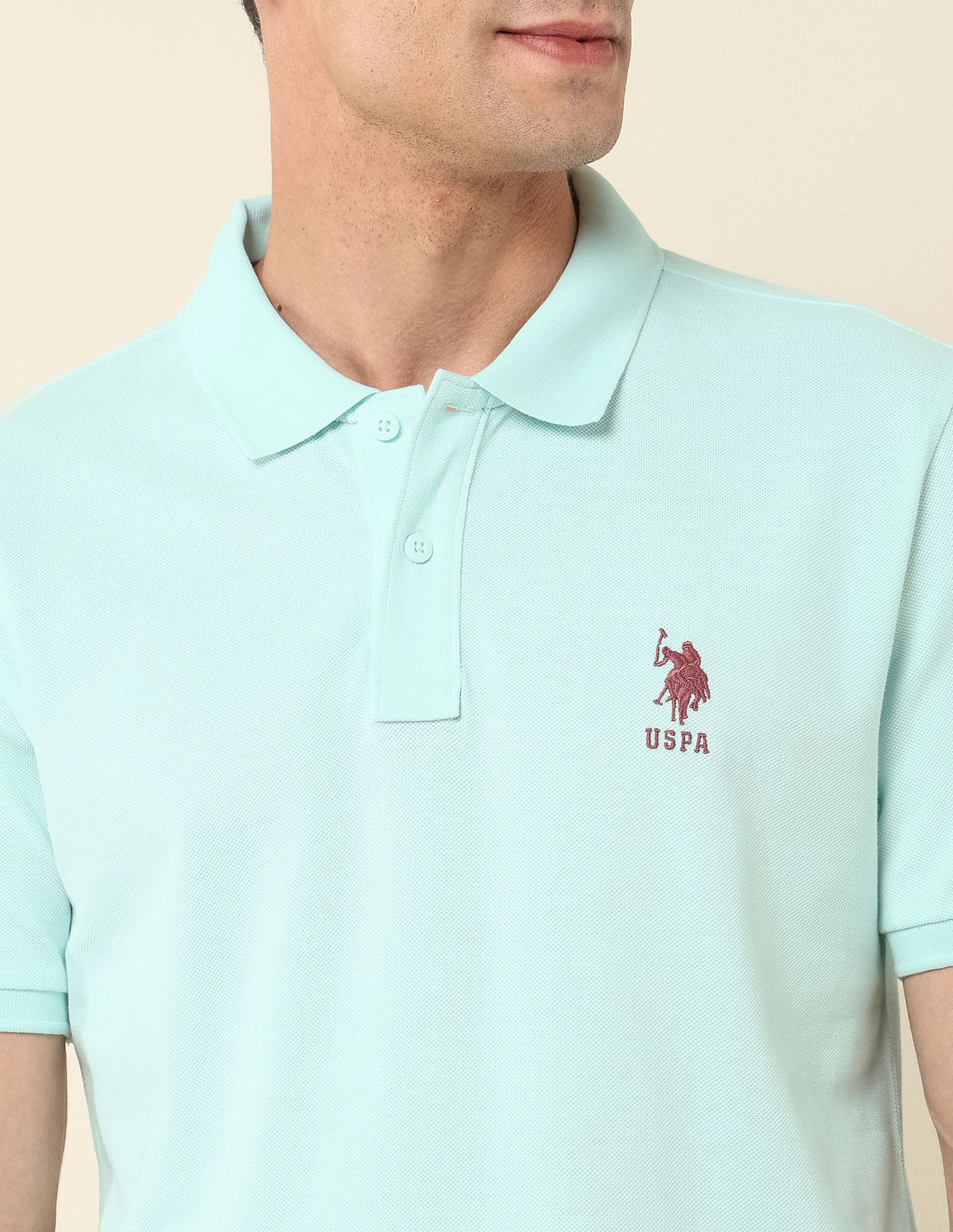 Slim Fit Pure Cotton Polo Shirt Light Green - U.S. Polo Assn. India | Large