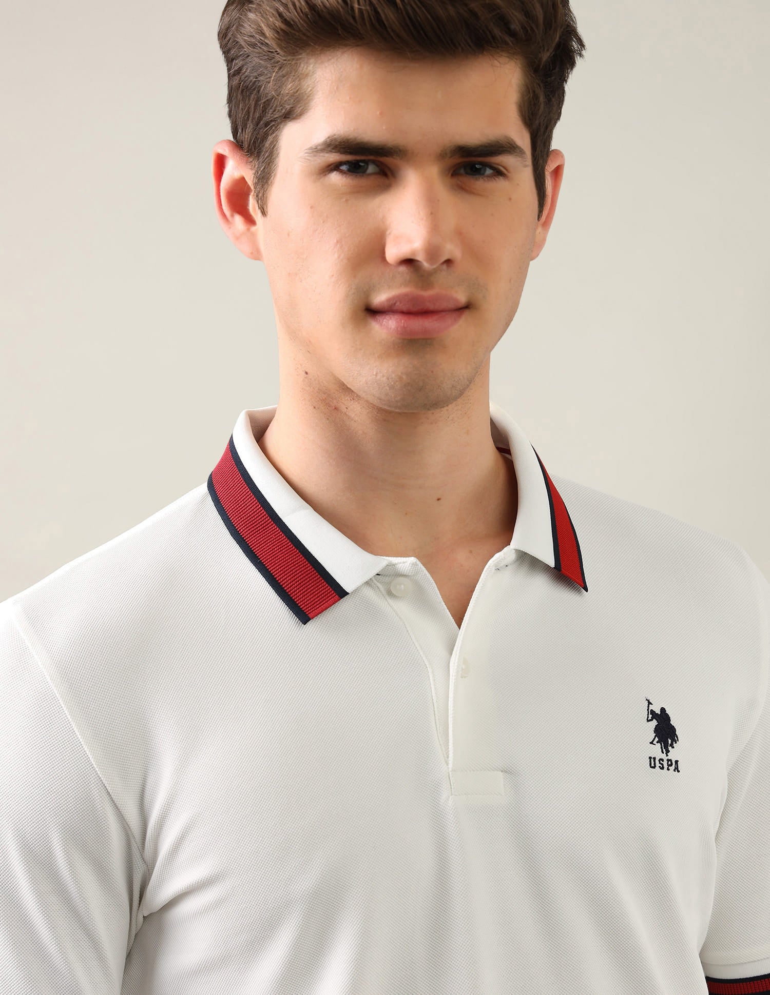 Solid Slim Fit Polo Shirt White - U.S. Polo Assn. India | Large
