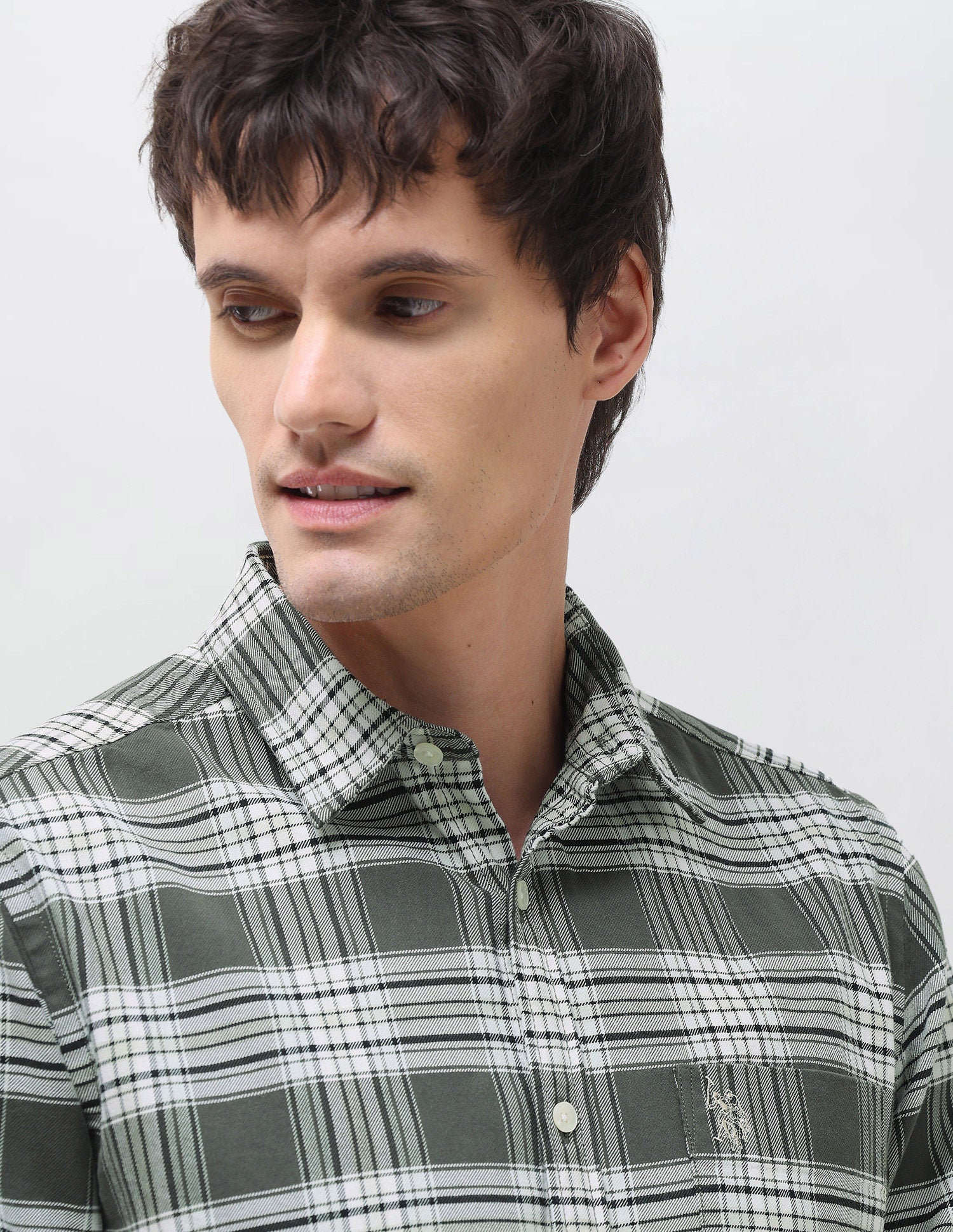 Twill Tartan Checked Shirt Olive - U.S. Polo Assn. India | Large