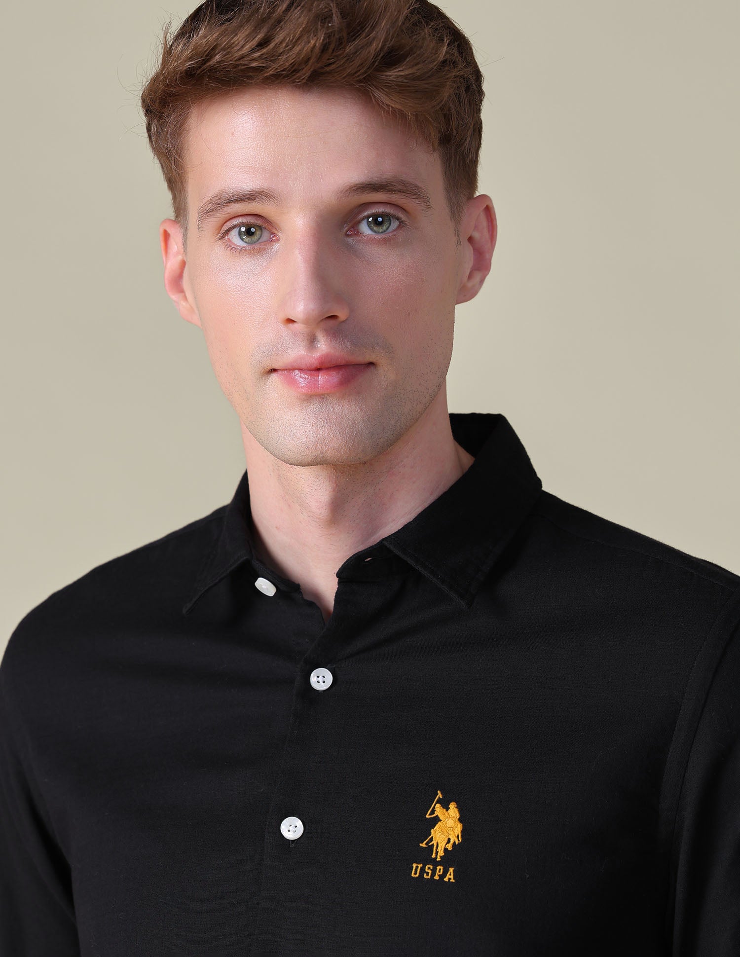 Dobby Regular Fit Shirt Black - U.S. POLO ASSN. | Large