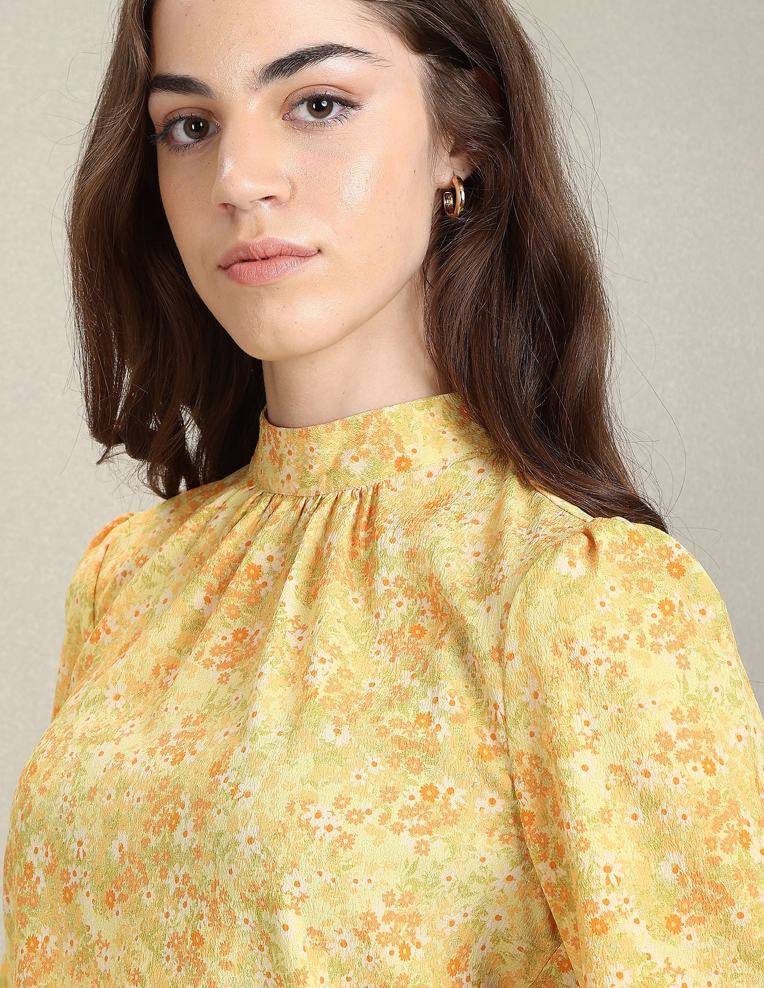 Long Sleeve Floral Top Mustard - U.S. POLO ASSN. | Large