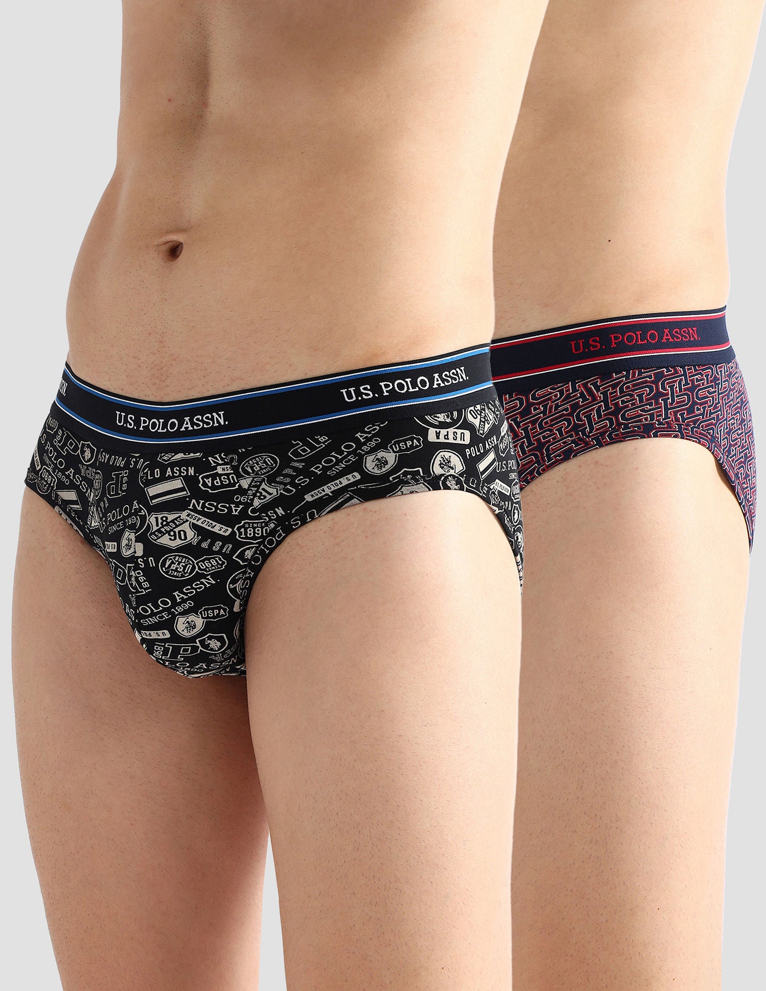 Elasticized Waist Printed I615 Briefs - Pack Of 2 Black and Navy - U.S. POLO ASSN. | Large
