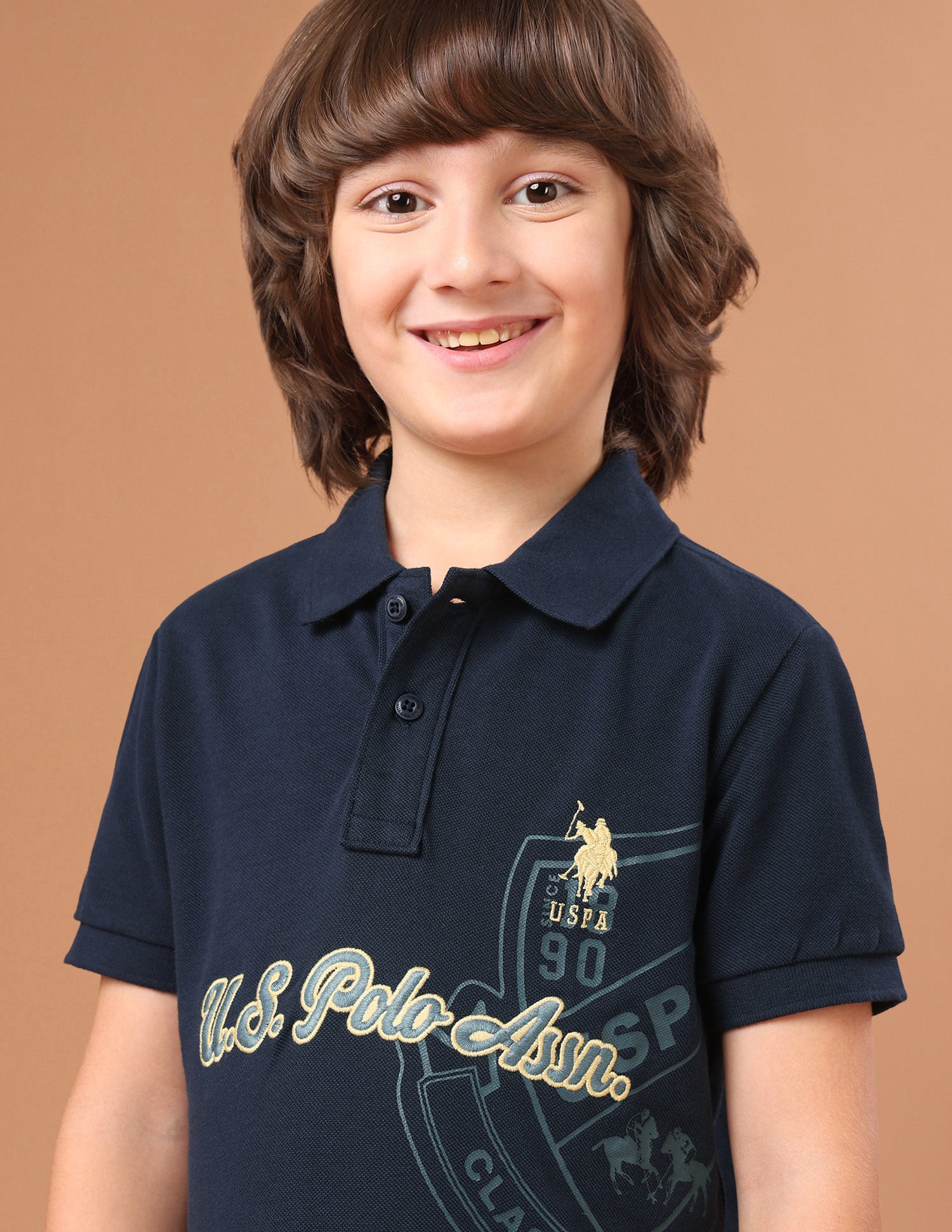 Graphic Brand Embroidered Regular Fit Polo Shirt Navy - U.S. Polo Assn. India | Large