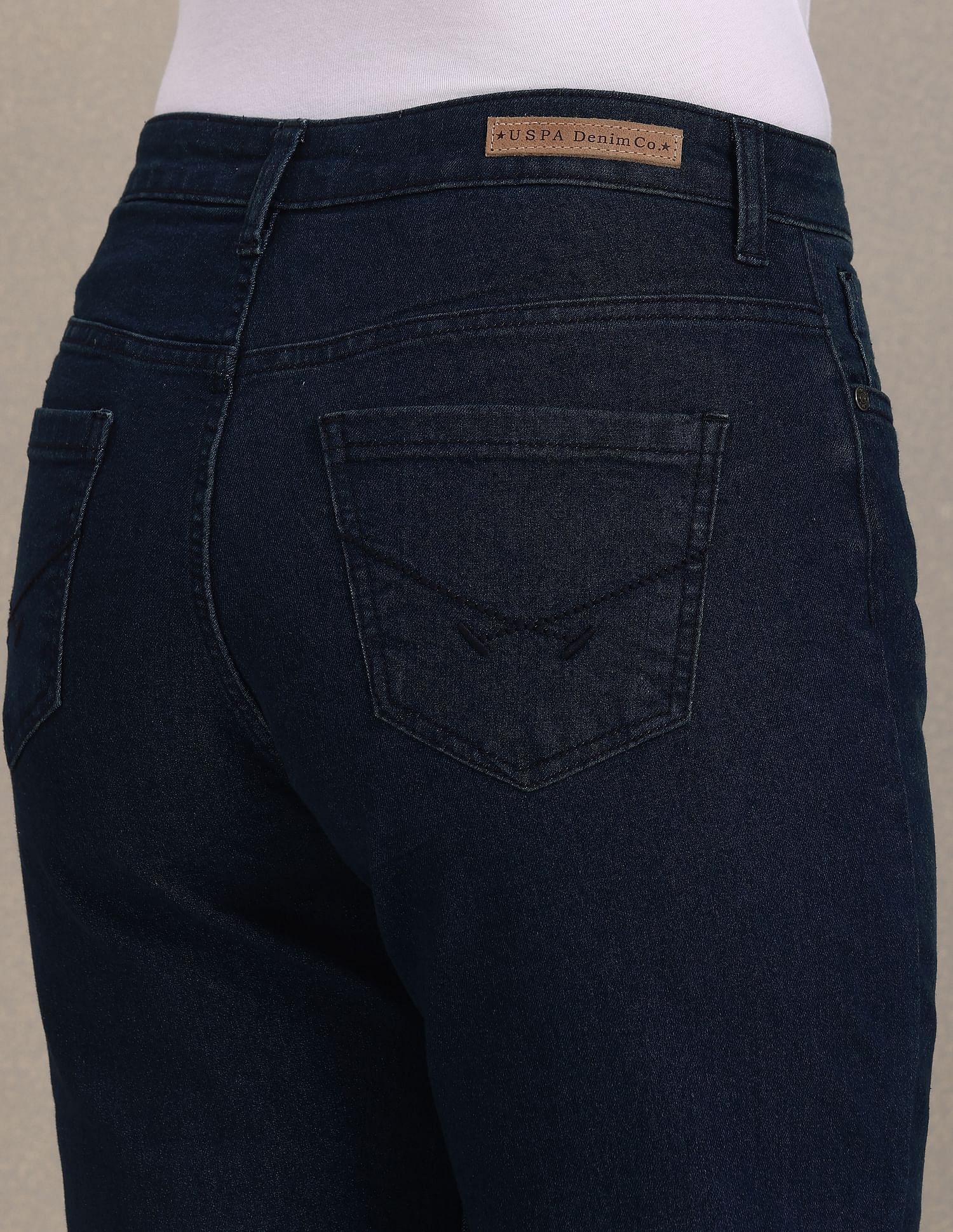 Stone Wash Mom Fit Jeans Dark Blue - U.S. Polo Assn. India | Large