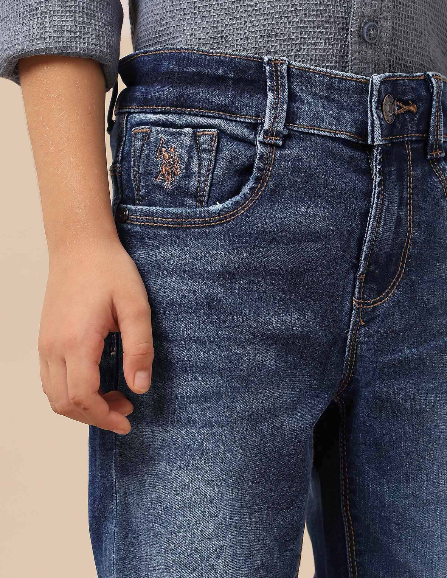 Boys Slim Fit Whiskered Jeans Blue - U.S. POLO ASSN. | Large