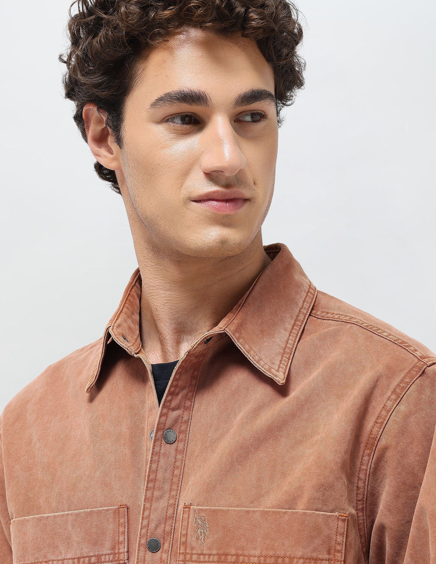 Solid Relaxed Fit Shirt Dark Tan - U.S. Polo Assn. India | Large