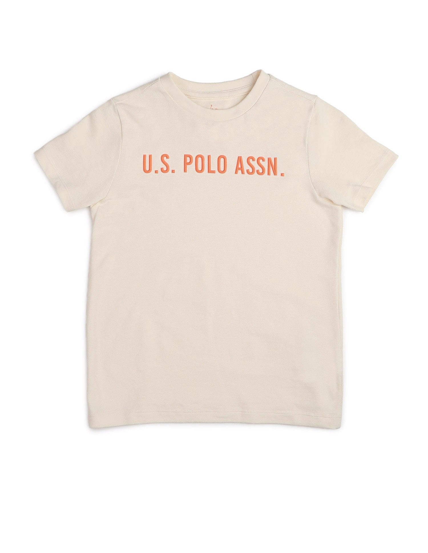 Boys Pure Cotton Brand Embossed T Shirt Off White - U.S. POLO ASSN. | Large