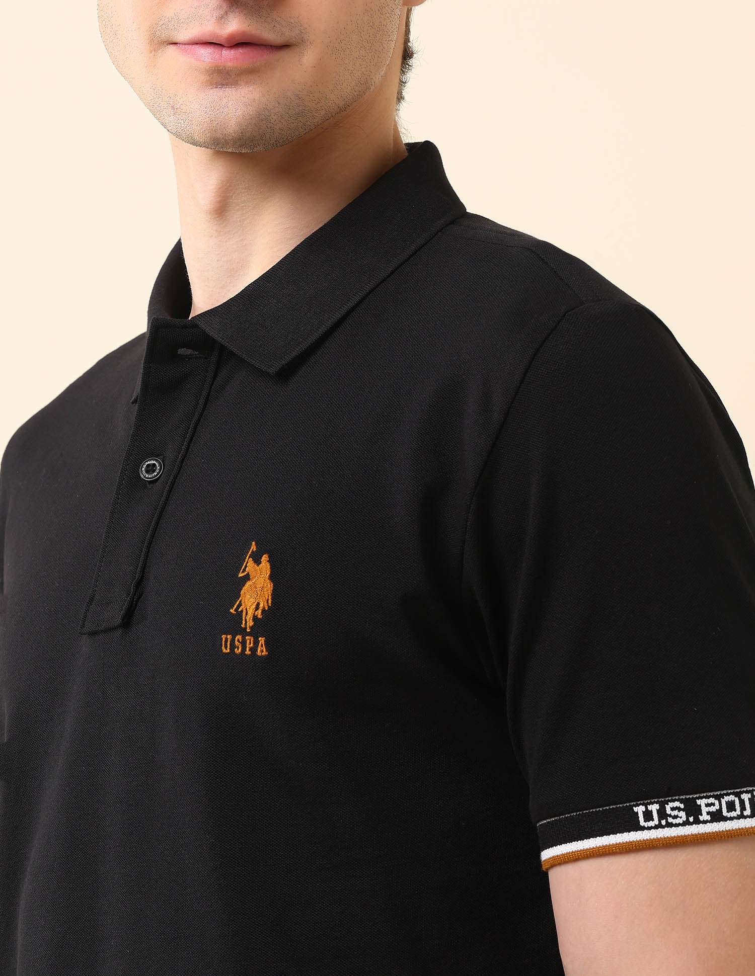 Solid Modern Monochrome Polo Shirt Black - U.S. Polo Assn. India | Large