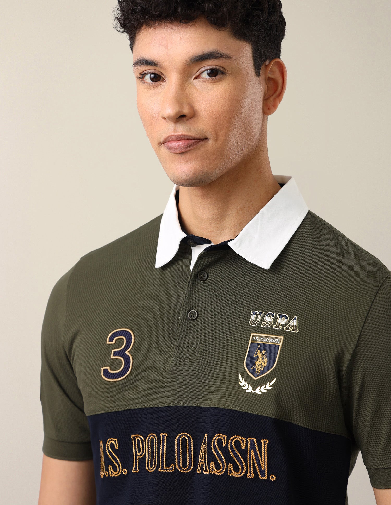 Brand Embroidered Slim Fit Polo Shirt Olive - U.S. Polo Assn. India | Large