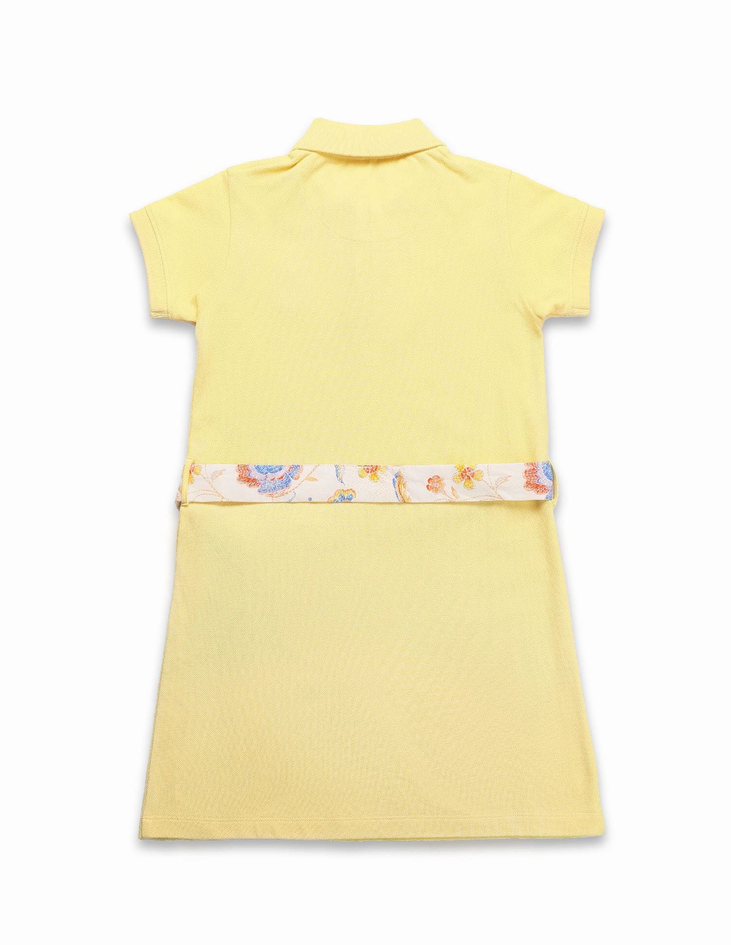 Girls Solid A Line Polo Dress Yellow - U.S. POLO ASSN. | Large