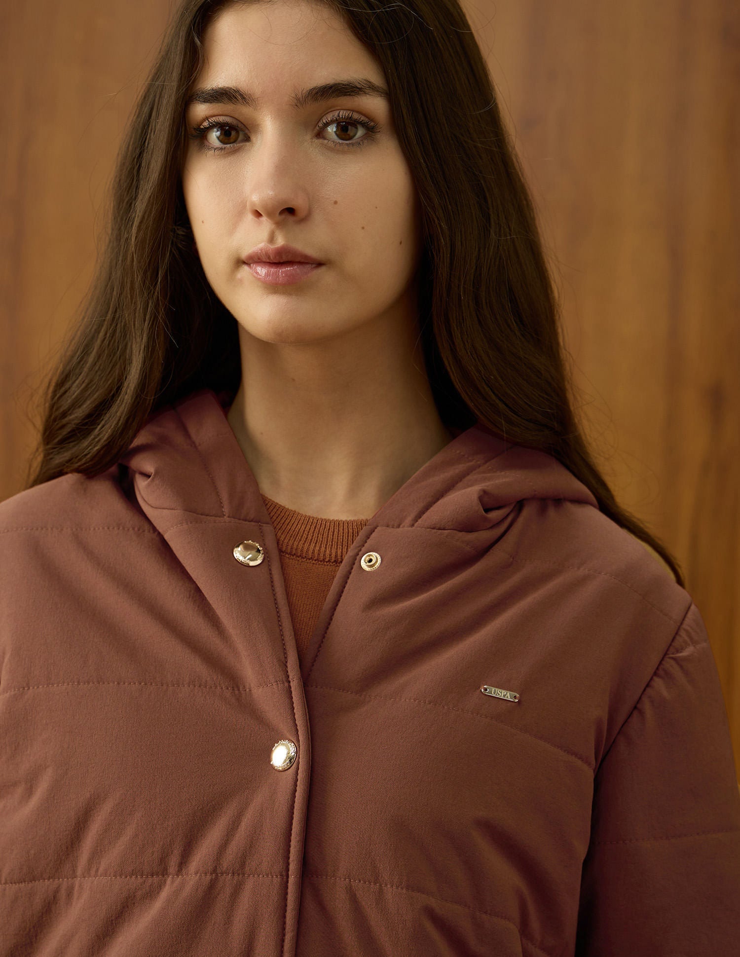 Solid Padded Jacket Brown - U.S. POLO ASSN. | Large