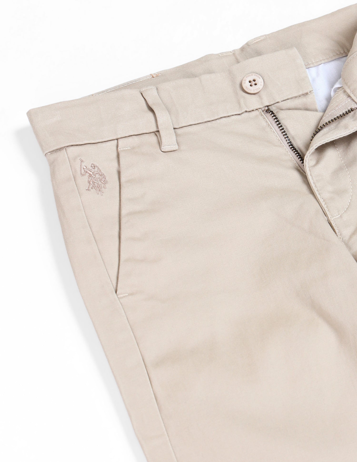 Boys Solid Mid Rise Trousers Beige - U.S. Polo Assn. India | Large