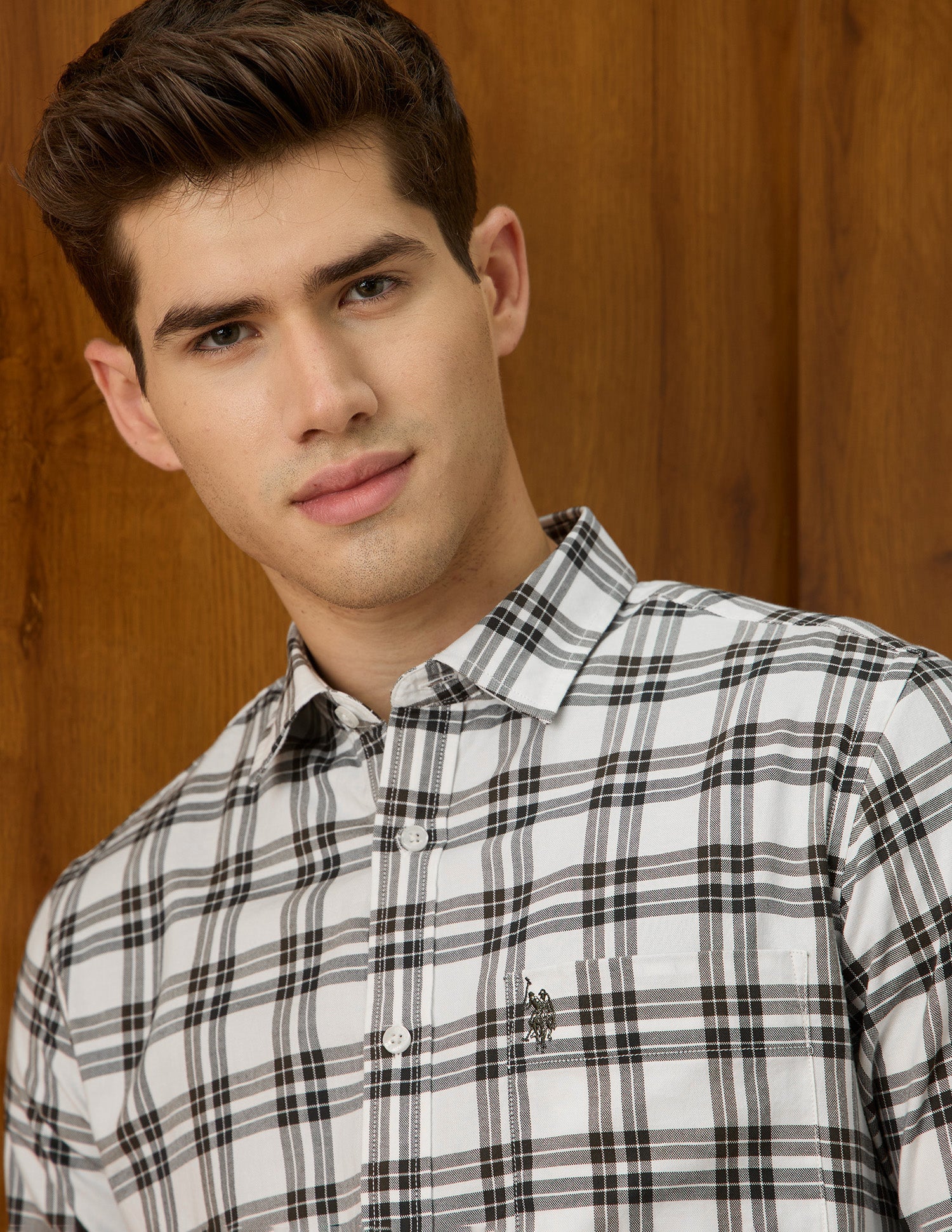 Micro Checked Regular Fit Shirt Olive - U.S. Polo Assn. India | Large