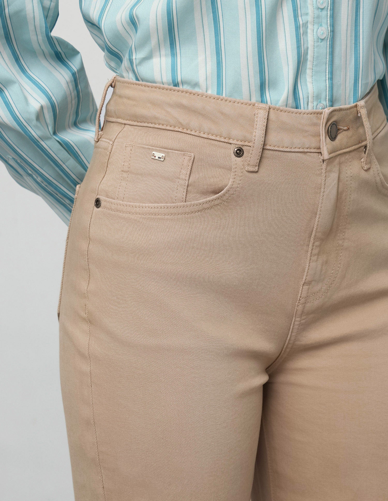 High Rise Straight Fit Jeans Beige - U.S. Polo Assn. India | Large
