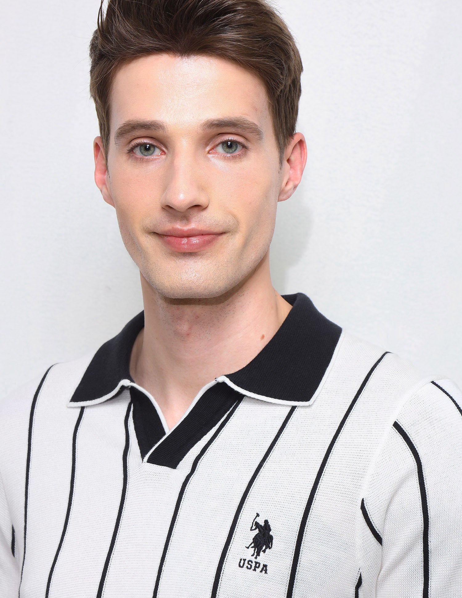 Vertical Striped Slim Fit Polo Shirt Off White - U.S. Polo Assn. India | Large