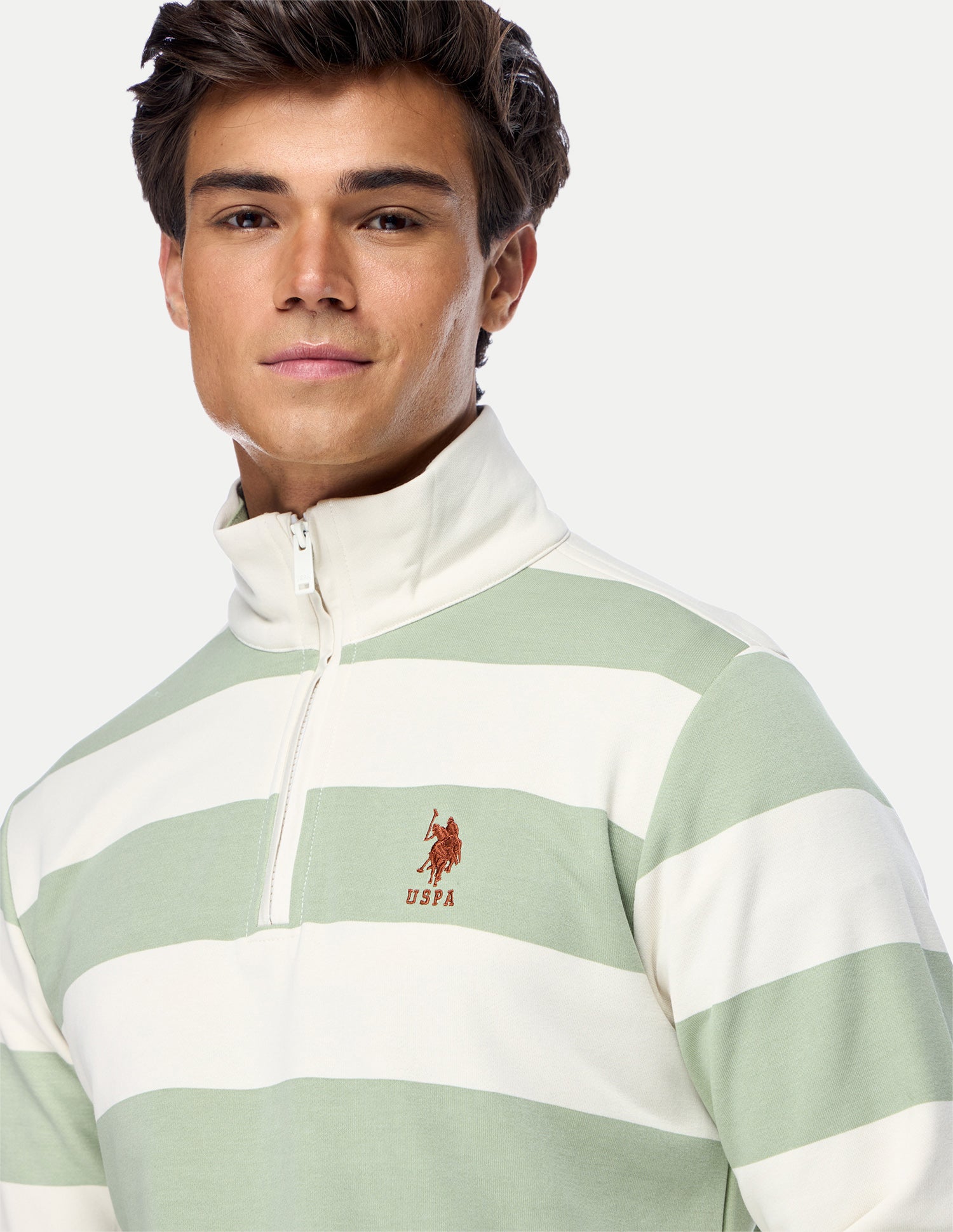 Horizontal Striped Regular Fit Sweatshirt Light Green - U.S. Polo Assn. India | Large