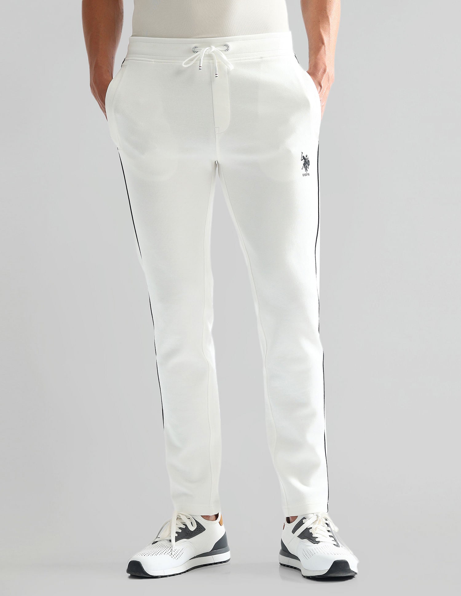 Slim Fit Mid Rise Track Pants Off White - U.S. Polo Assn. India | Large