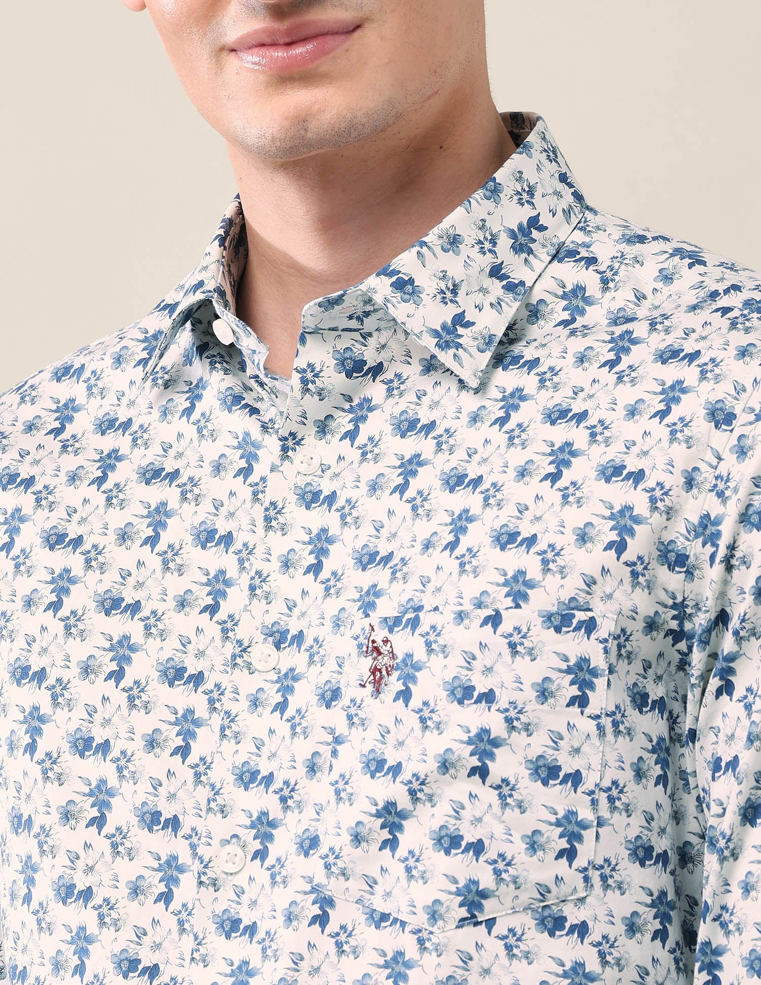 Floral Tailored Fit Shirt Blue - U.S. POLO ASSN. | Large