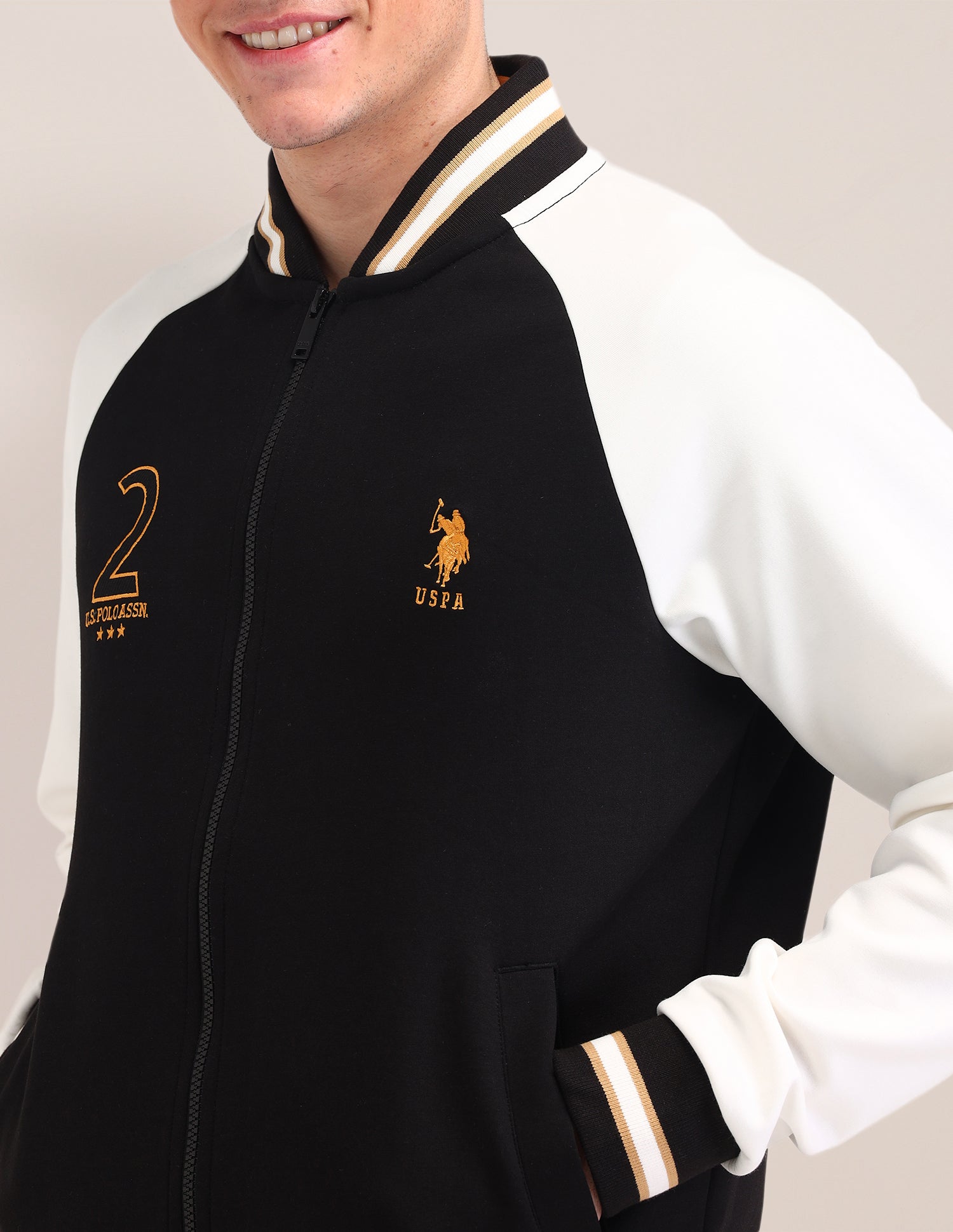 Colour Blocked Regular Fit Sweatshirt Black - U.S. POLO ASSN. | Large