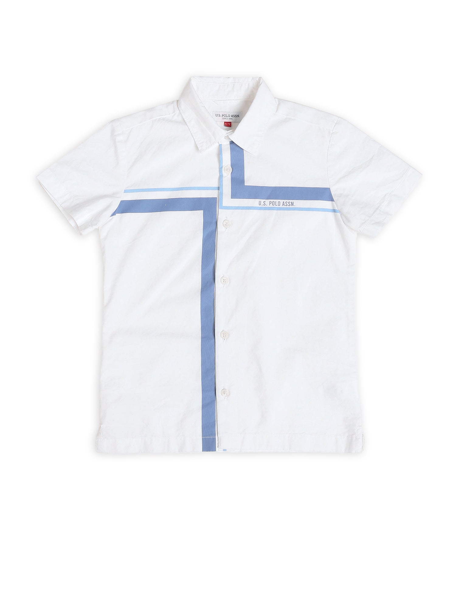 Boys Geometric Printed Regular Fit Shirt White - U.S. POLO ASSN. | Large