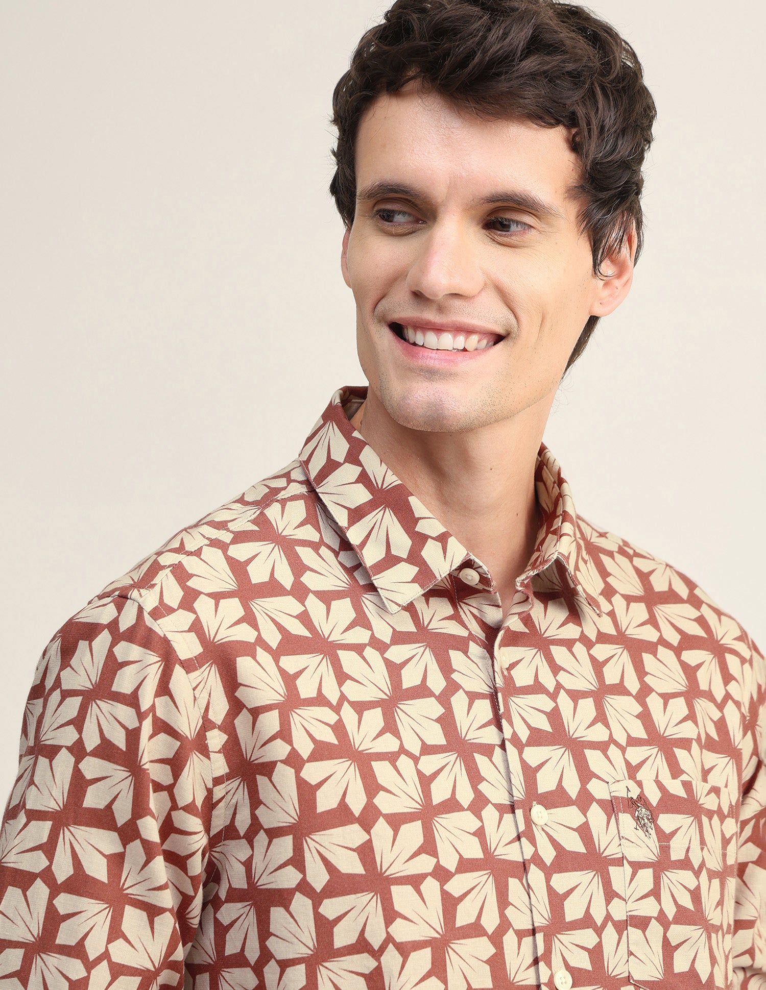 Tropical Printed Regular Fit Shirt Rust - U.S. Polo Assn. India | Large