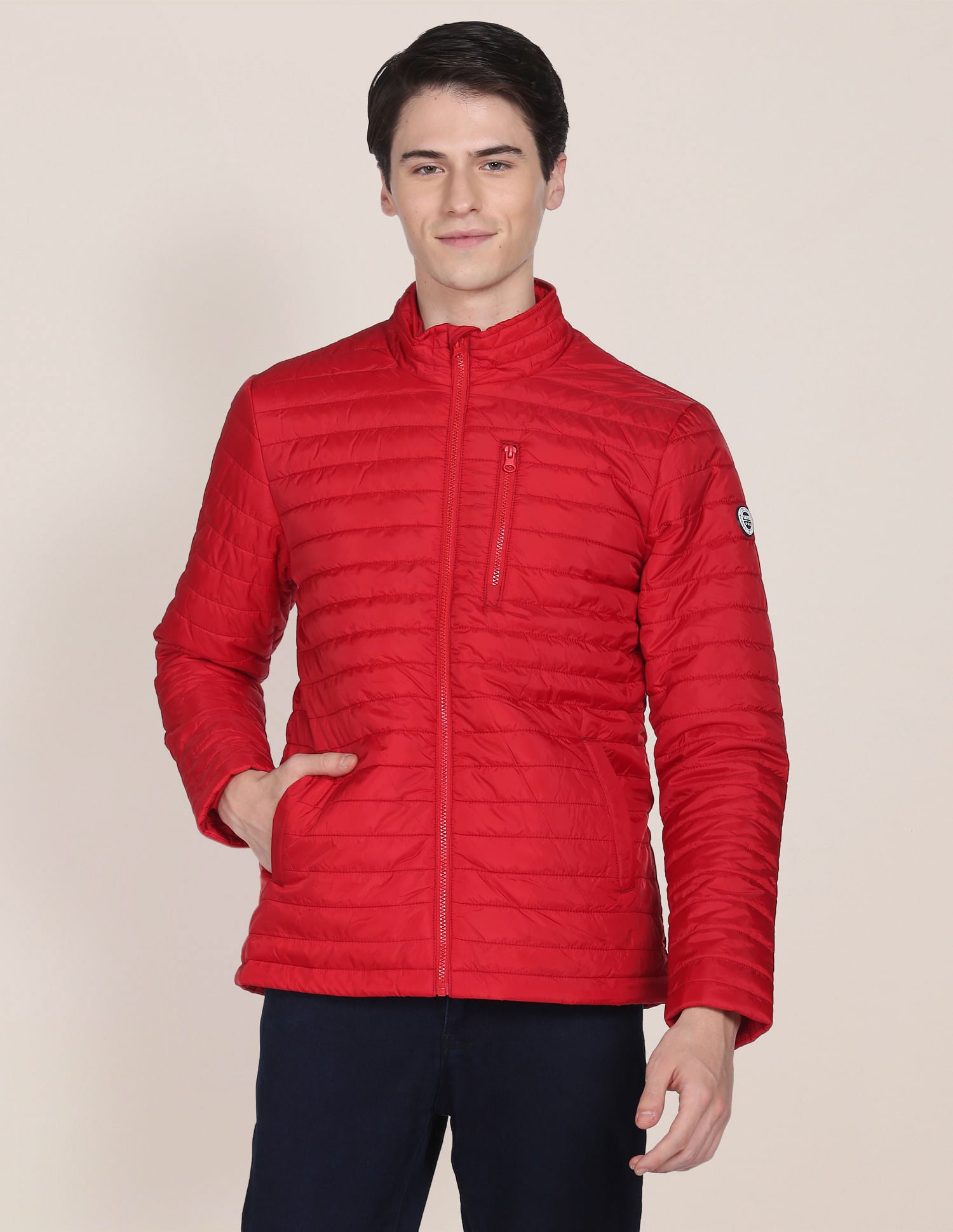 Solid Polyester Puffer Jacket Red - U.S. Polo Assn. India | Large