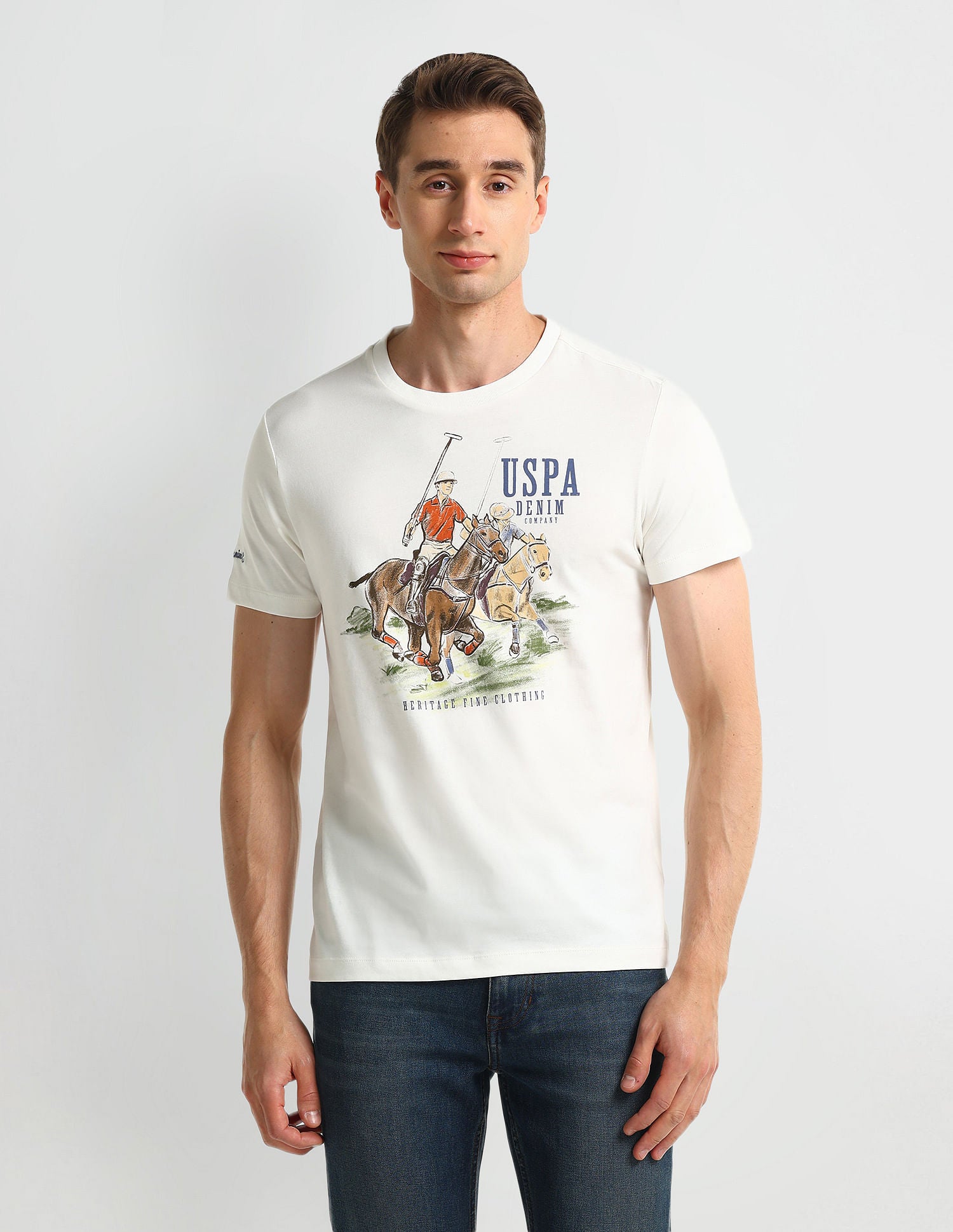 Muscle Fit Graphic T-Shirt White - U.S. Polo Assn. India | Large