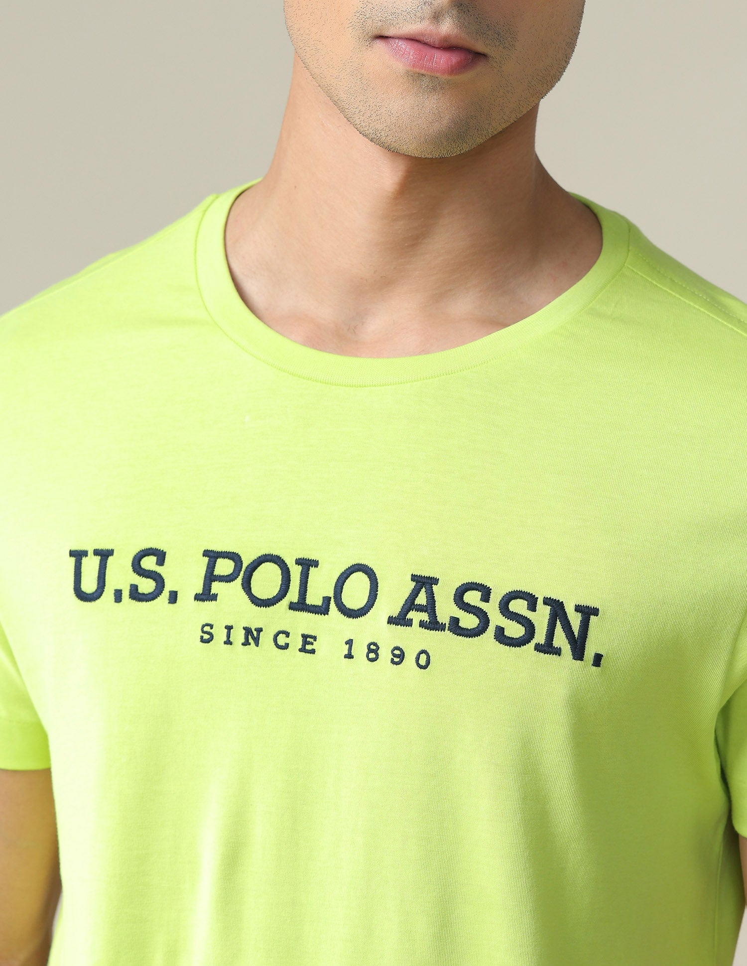 Brand Embroidered Cotton T-Shirt Lime - U.S. POLO ASSN. | Large