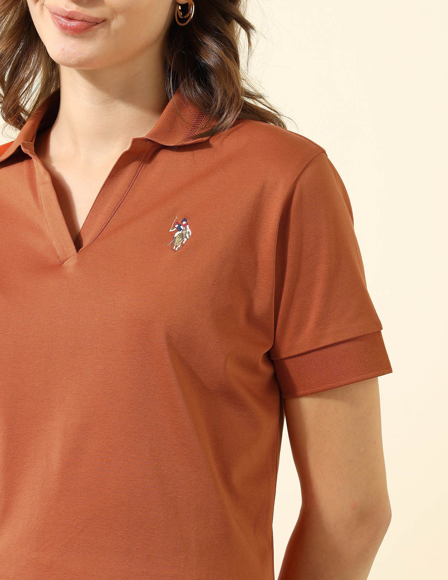 Boxy Fit Polo Shirt Rust - U.S. POLO ASSN. | Large
