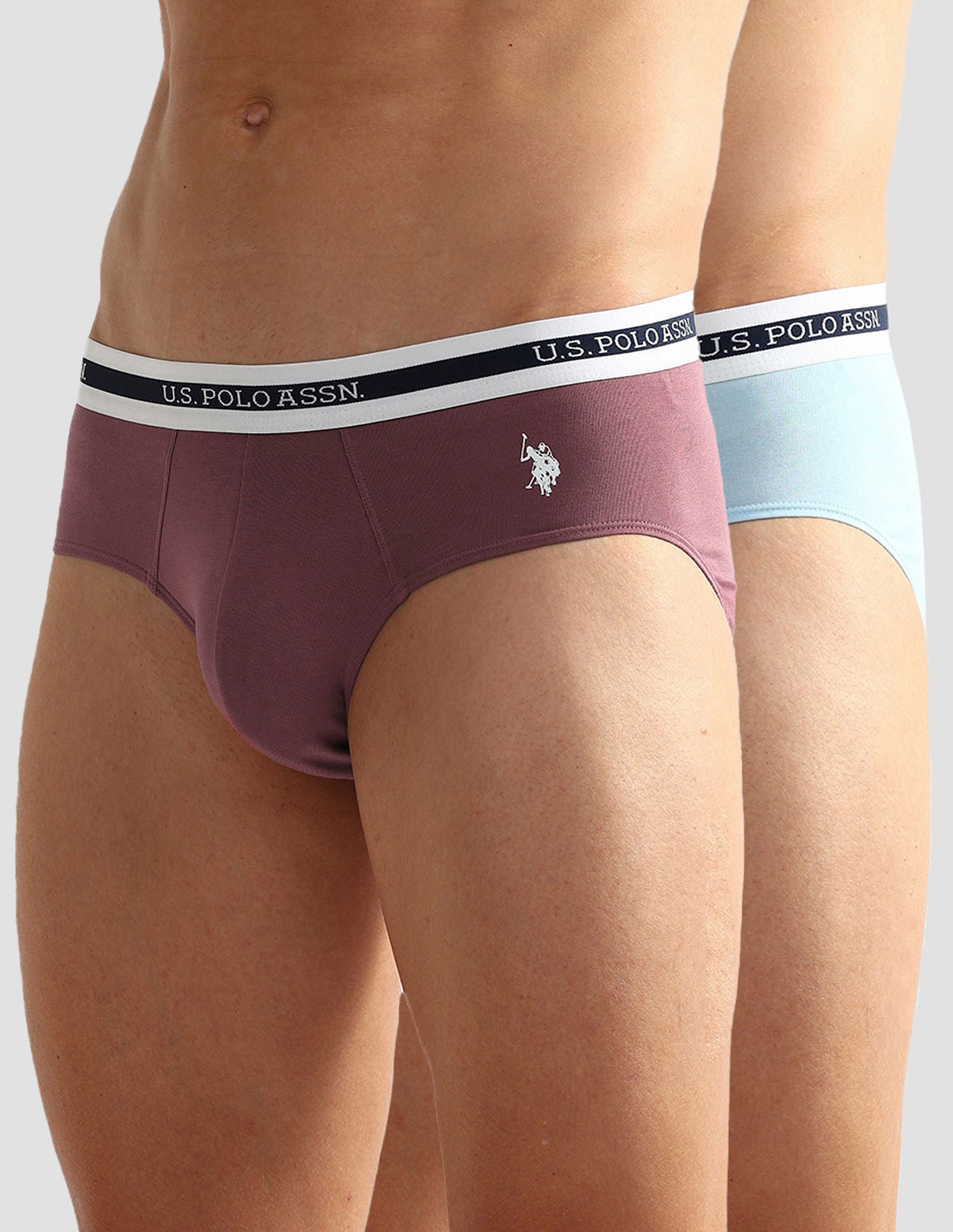 Elasticized Waist OEB09 Briefs - Pack Of 2 Dusty Pink and Pastel Blue - U.S. POLO ASSN. | Large