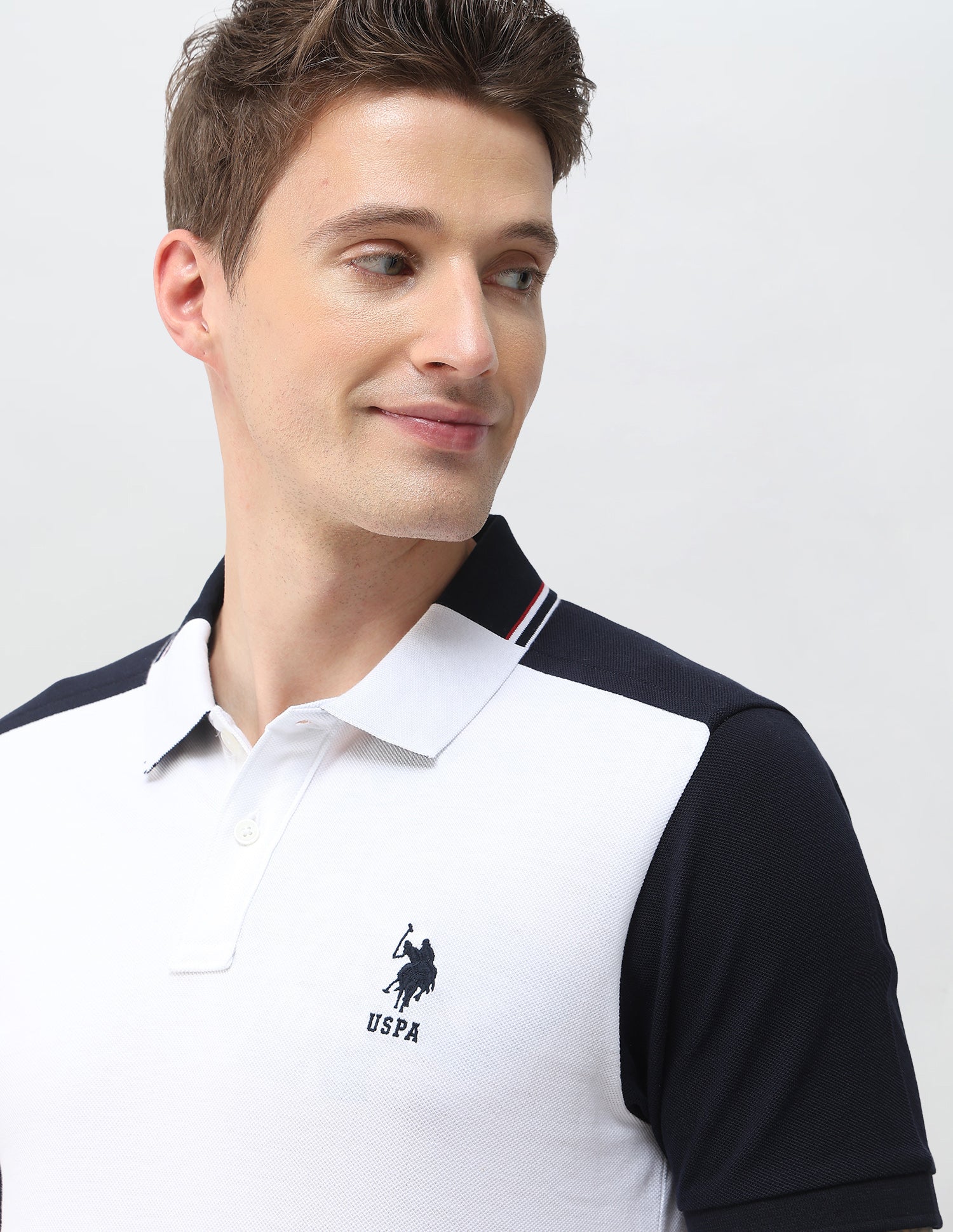 Colourblocked Slim Fit Polo Shirt White - U.S. Polo Assn. India | Large