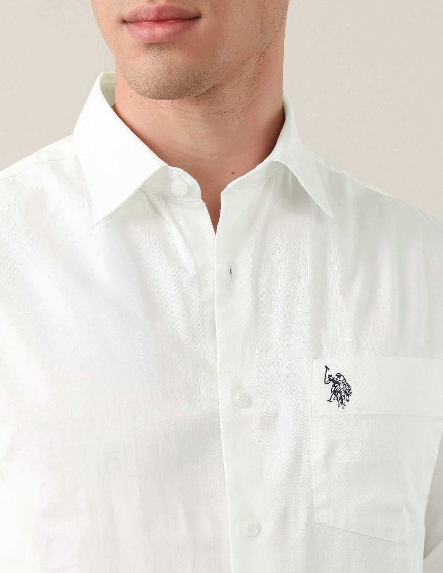 Twill Tailored Fit Shirt White - U.S. Polo Assn. India | Large