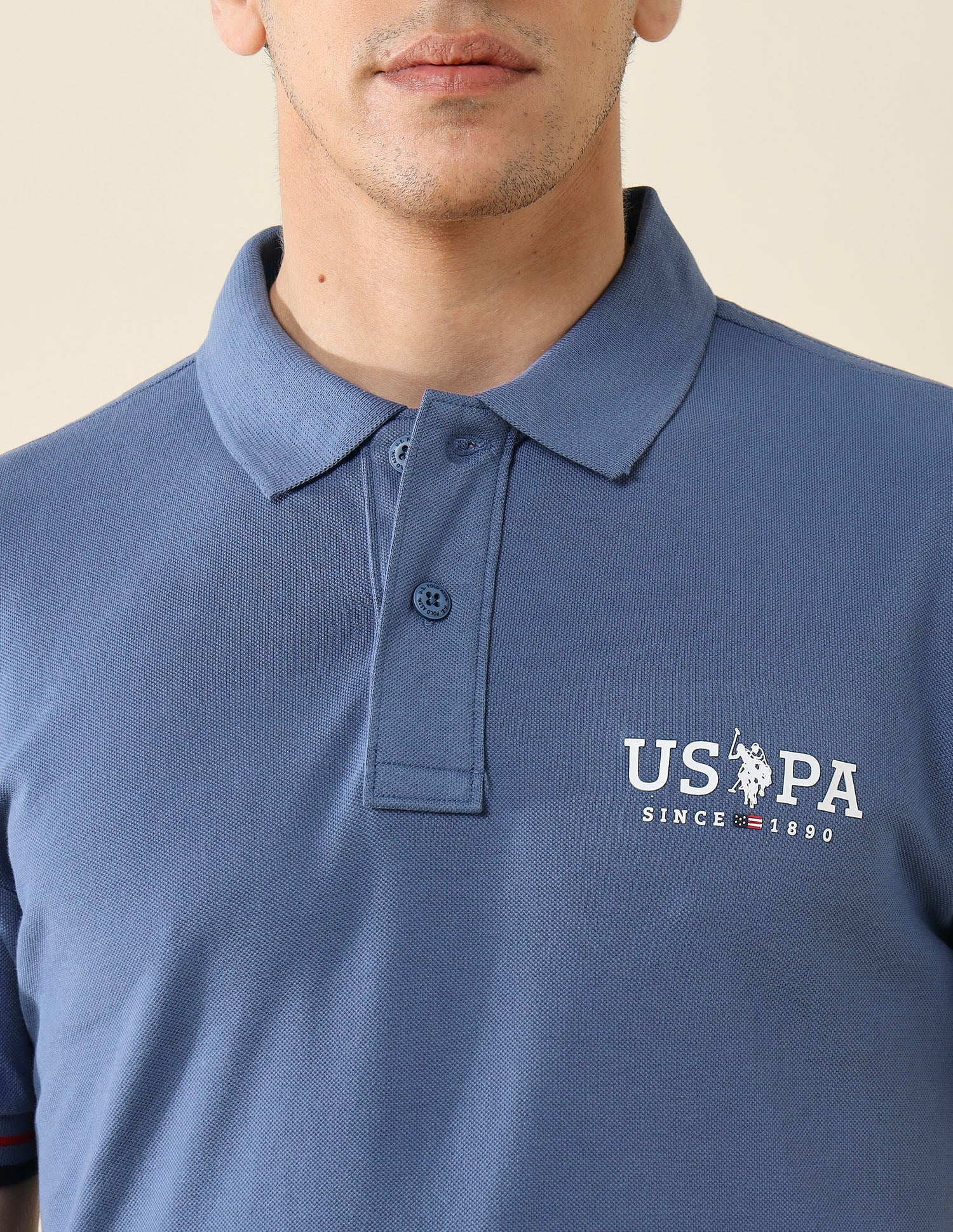 Pure Cotton Slim Fit Classic Polo Shirt Blue - U.S. Polo Assn. India | Large