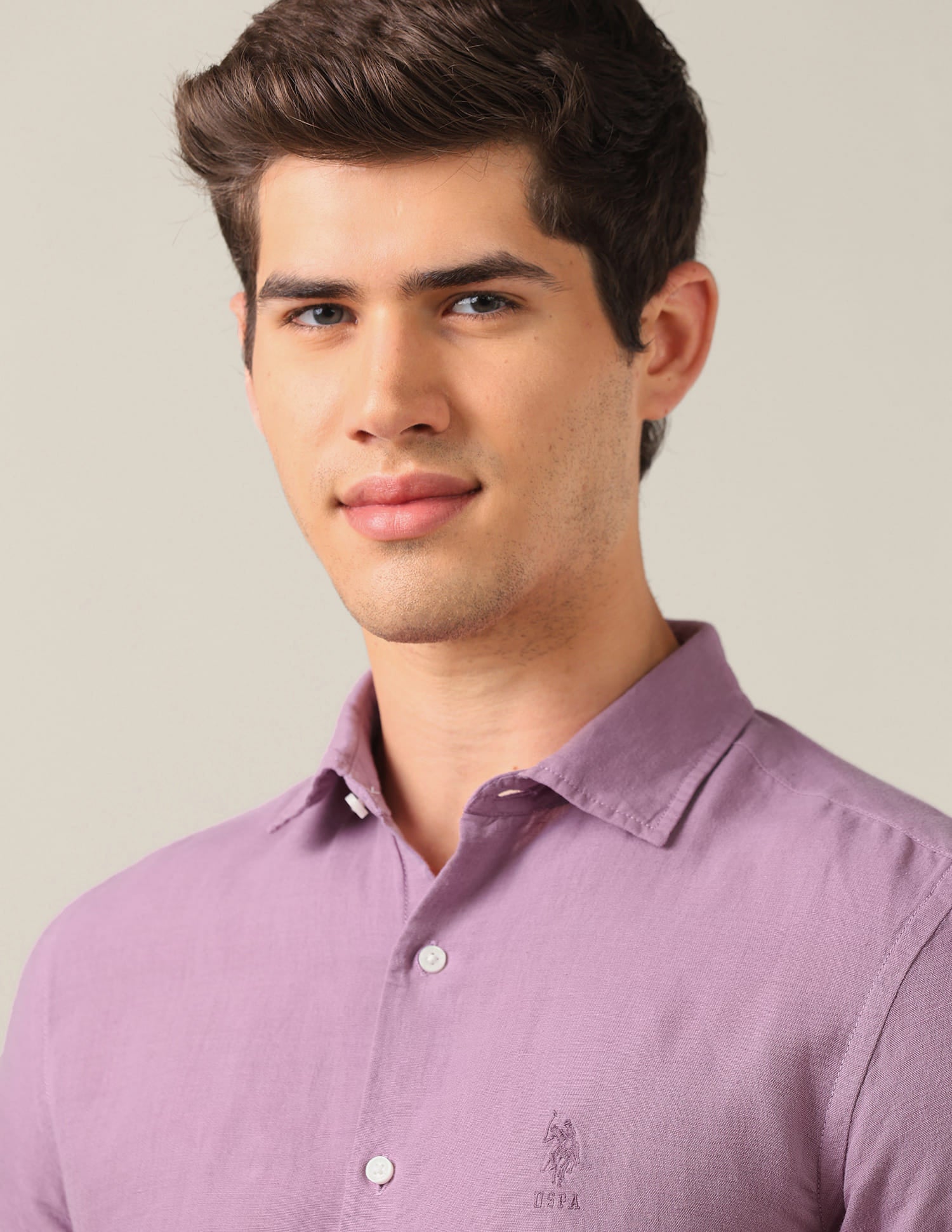 Solid Regular Fit Shirt Purple - U.S. Polo Assn. India | Large