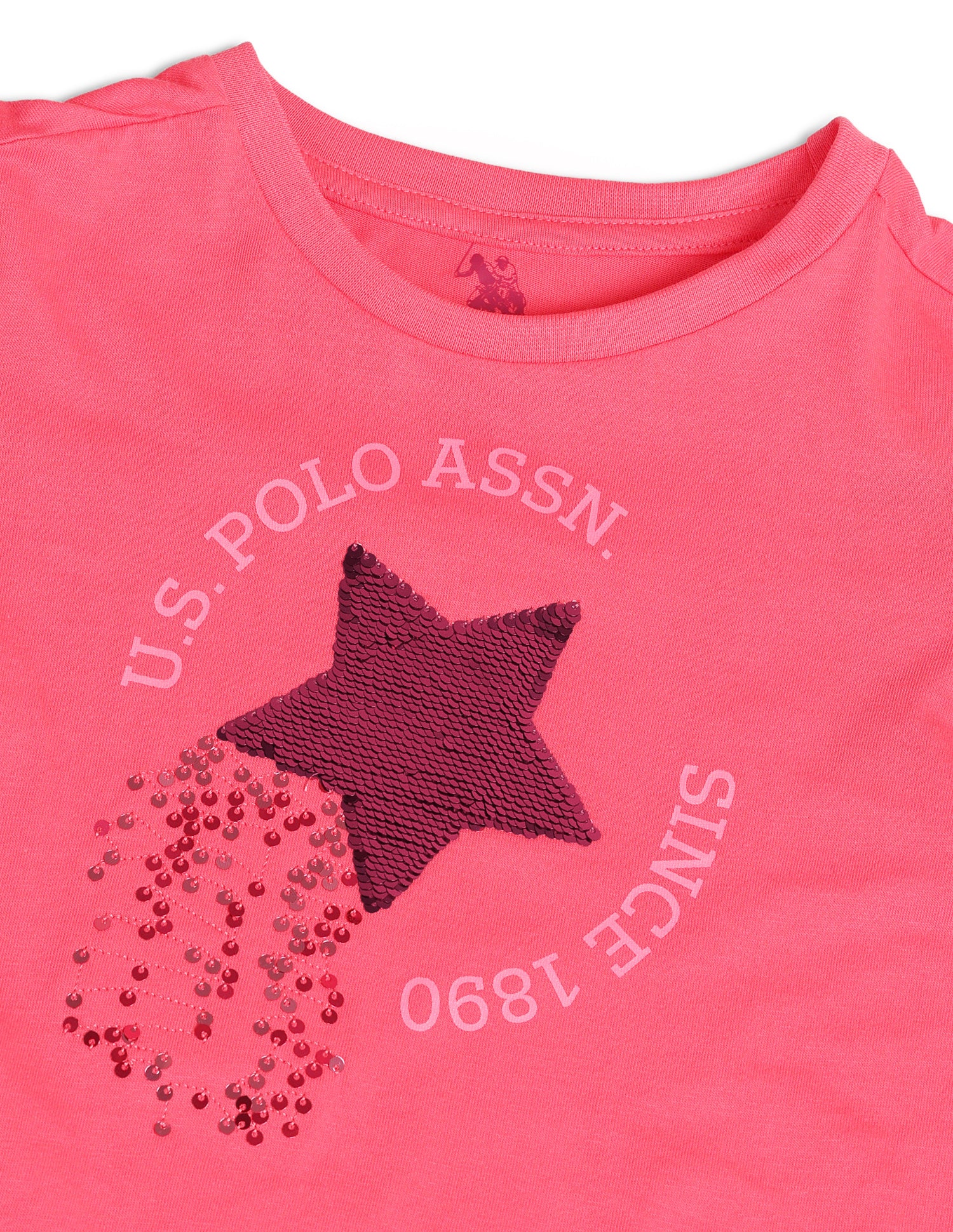 Girls Embellished Regular Fit T-Shirt Pink - U.S. POLO ASSN. | Large