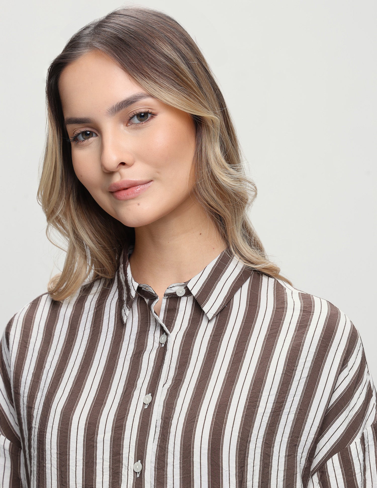 Vertical Striped Regular Fit Shirt Dark Brown - U.S. Polo Assn. India | Large