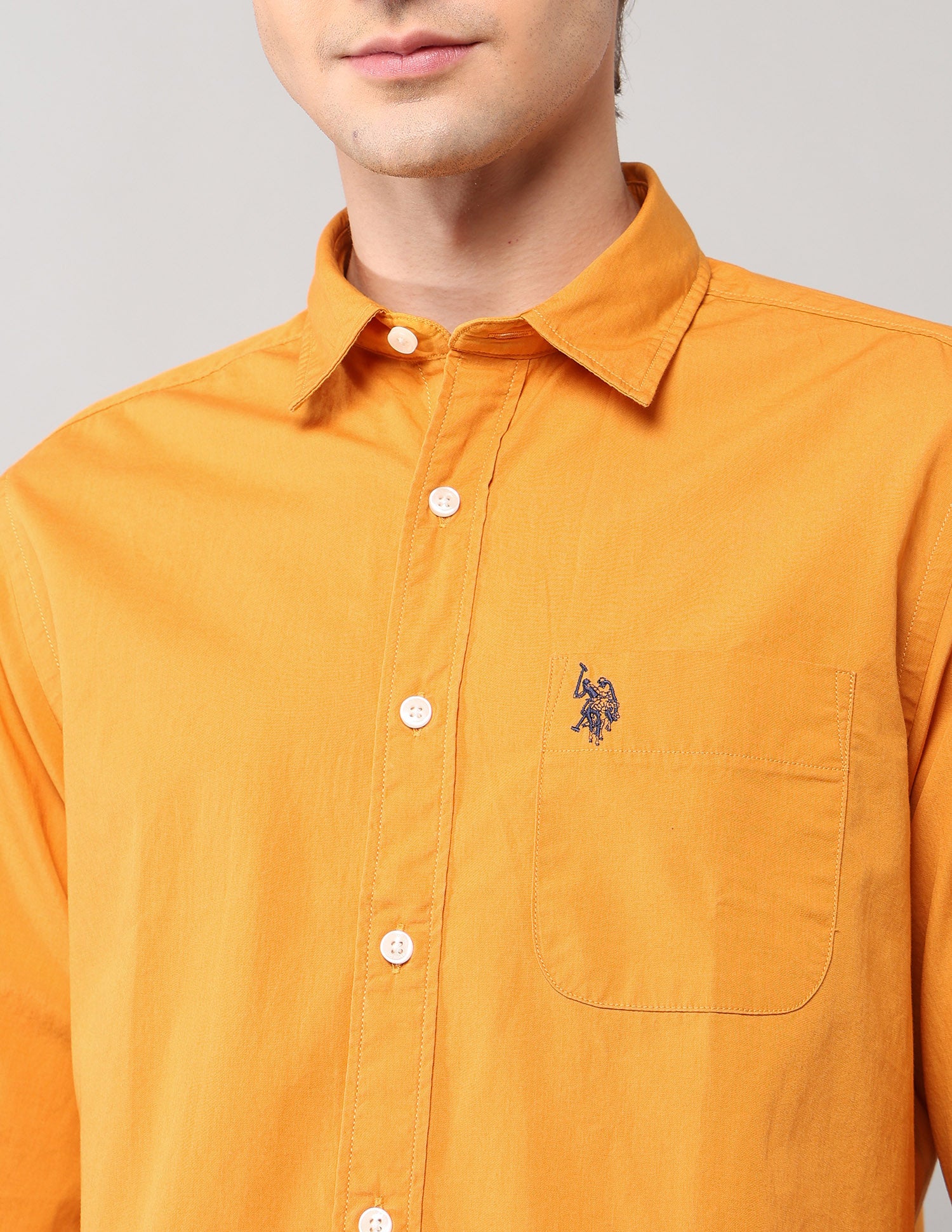 Pure Cotton Regular Fit Shirt Yellow - U.S. Polo Assn. India | Large