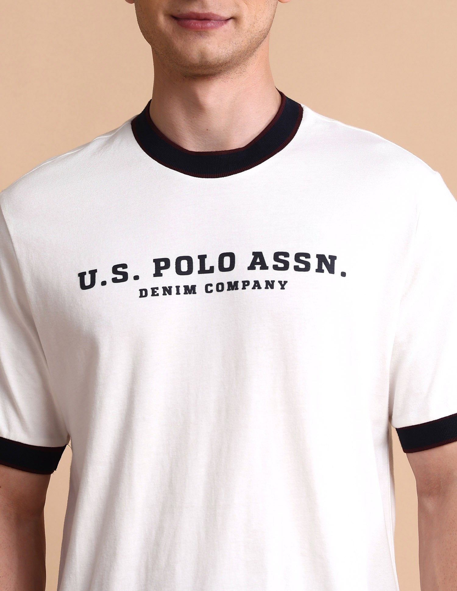 Pure Cotton Muscle Fit T-Shirt Ivory - U.S. POLO ASSN. | Large