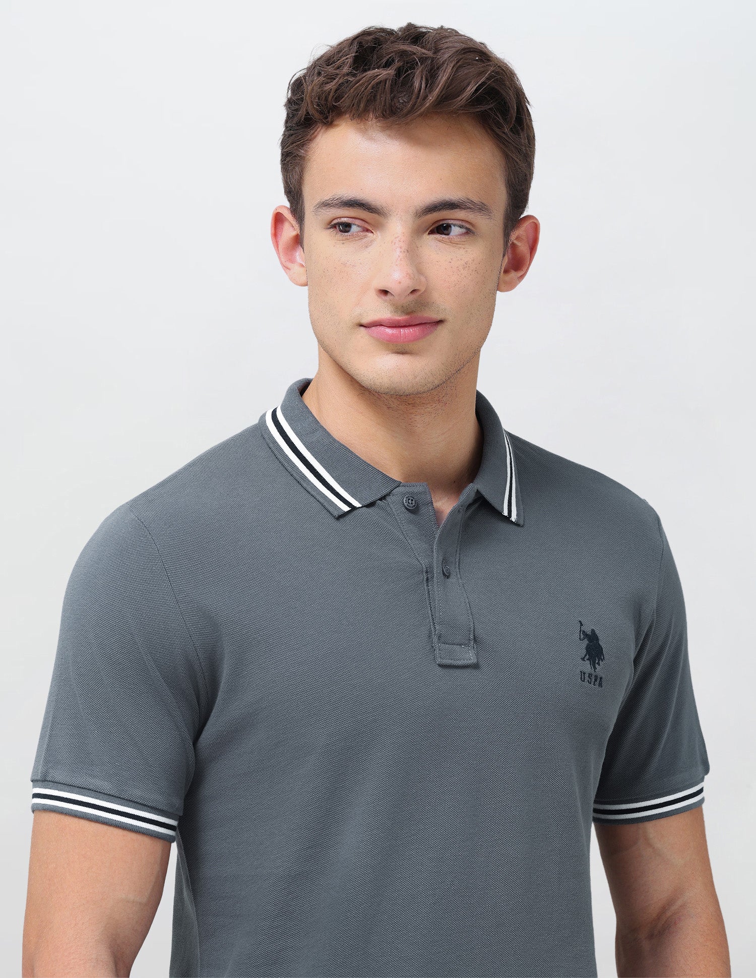Solid Regular Fit Polo Shirt Dark Grey - U.S. Polo Assn. India | Large