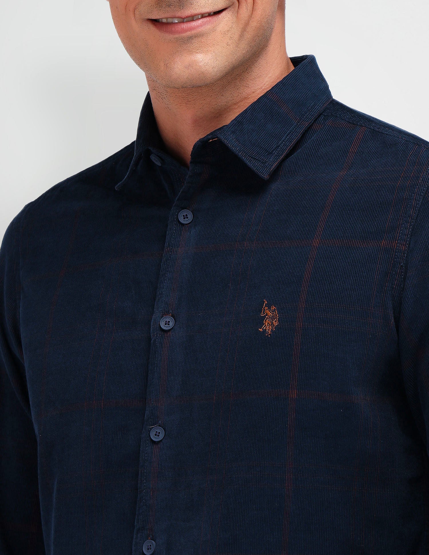 Slim Fit Corduroy Shirt Navy - U.S. Polo Assn. India | Large