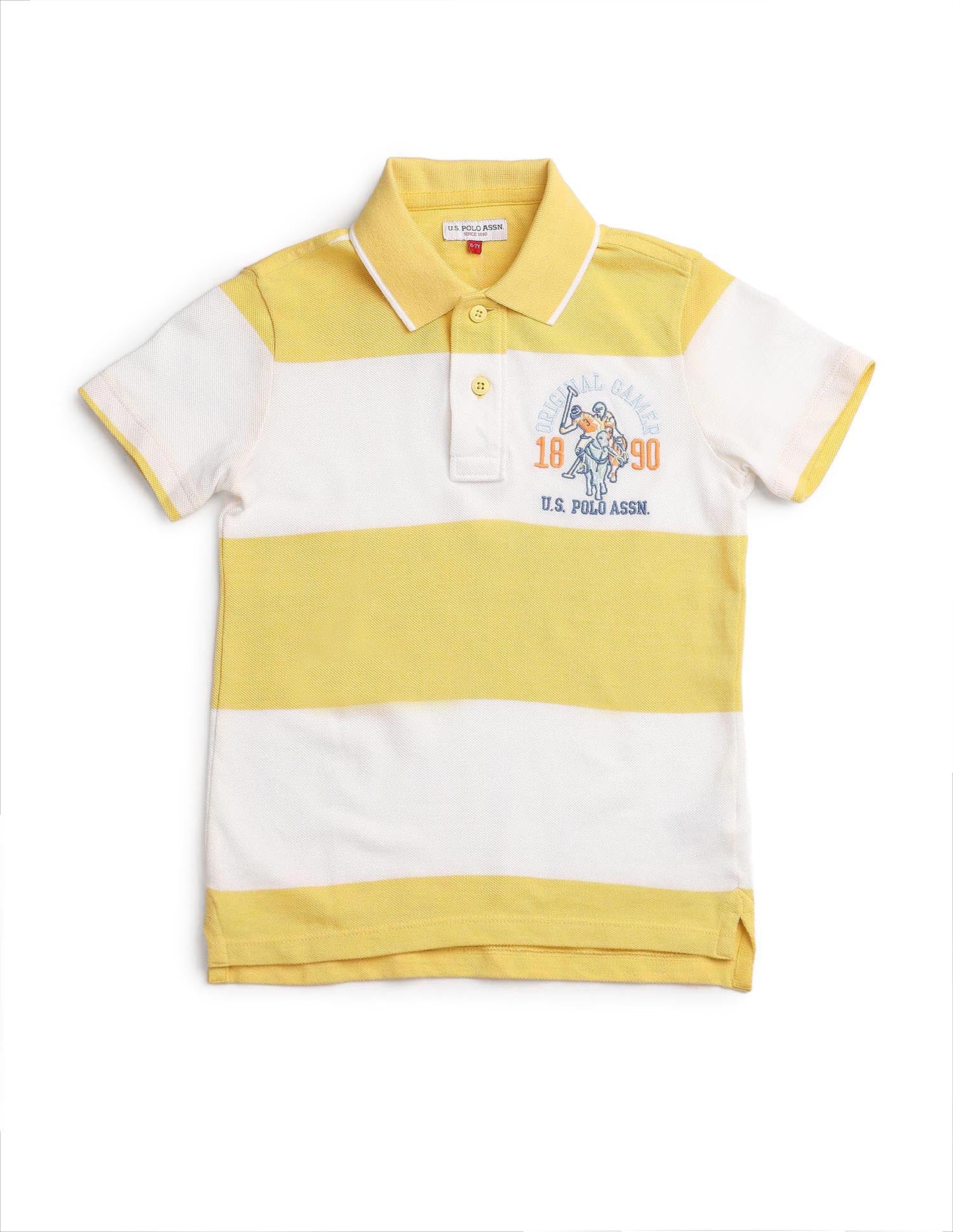 Boys Horizontal Striped Regular Fit Polo Shirt Yellow - U.S. POLO ASSN. | Large