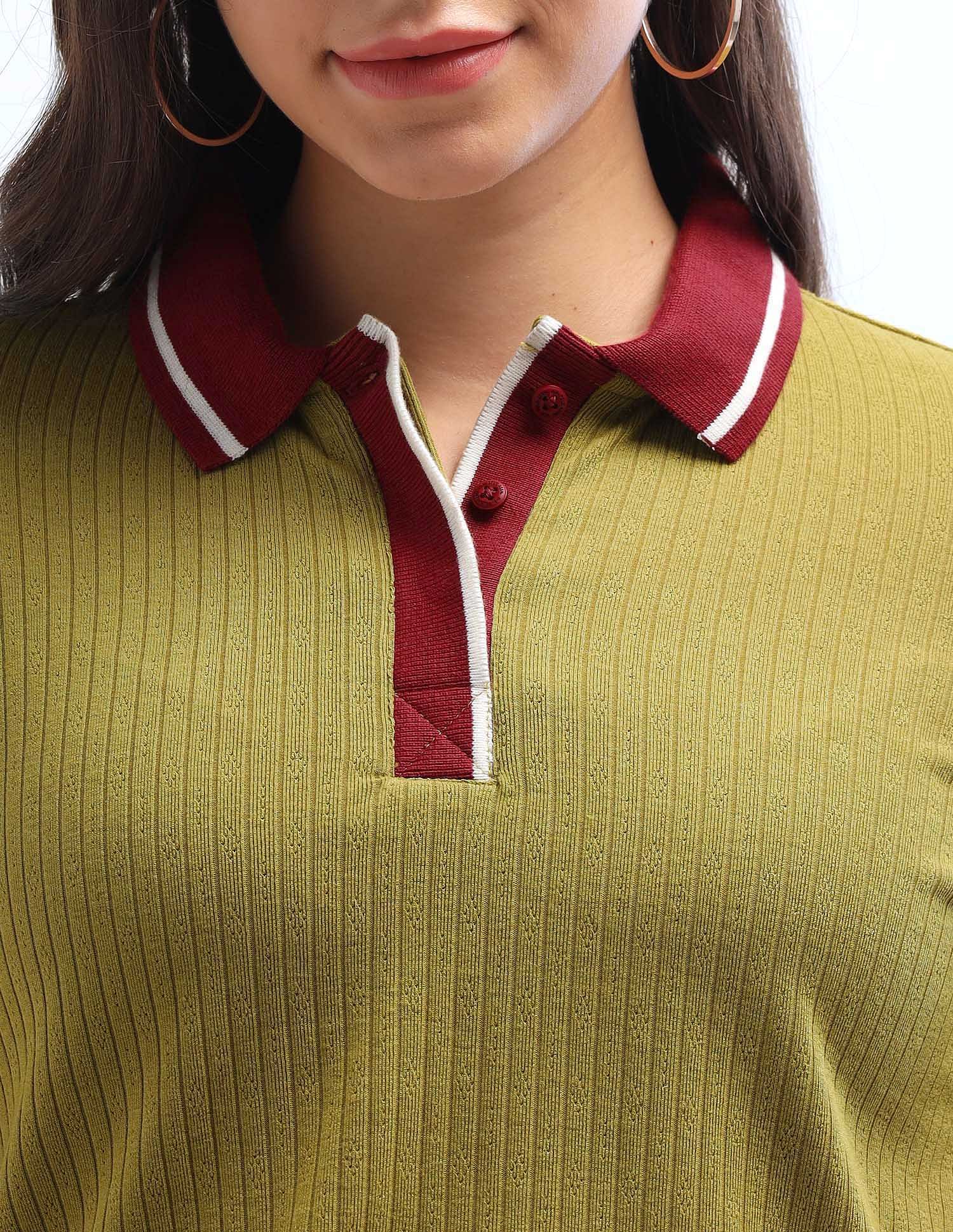 Contrast Collar Regular Polo Shirt Olive - U.S. POLO ASSN. | Large