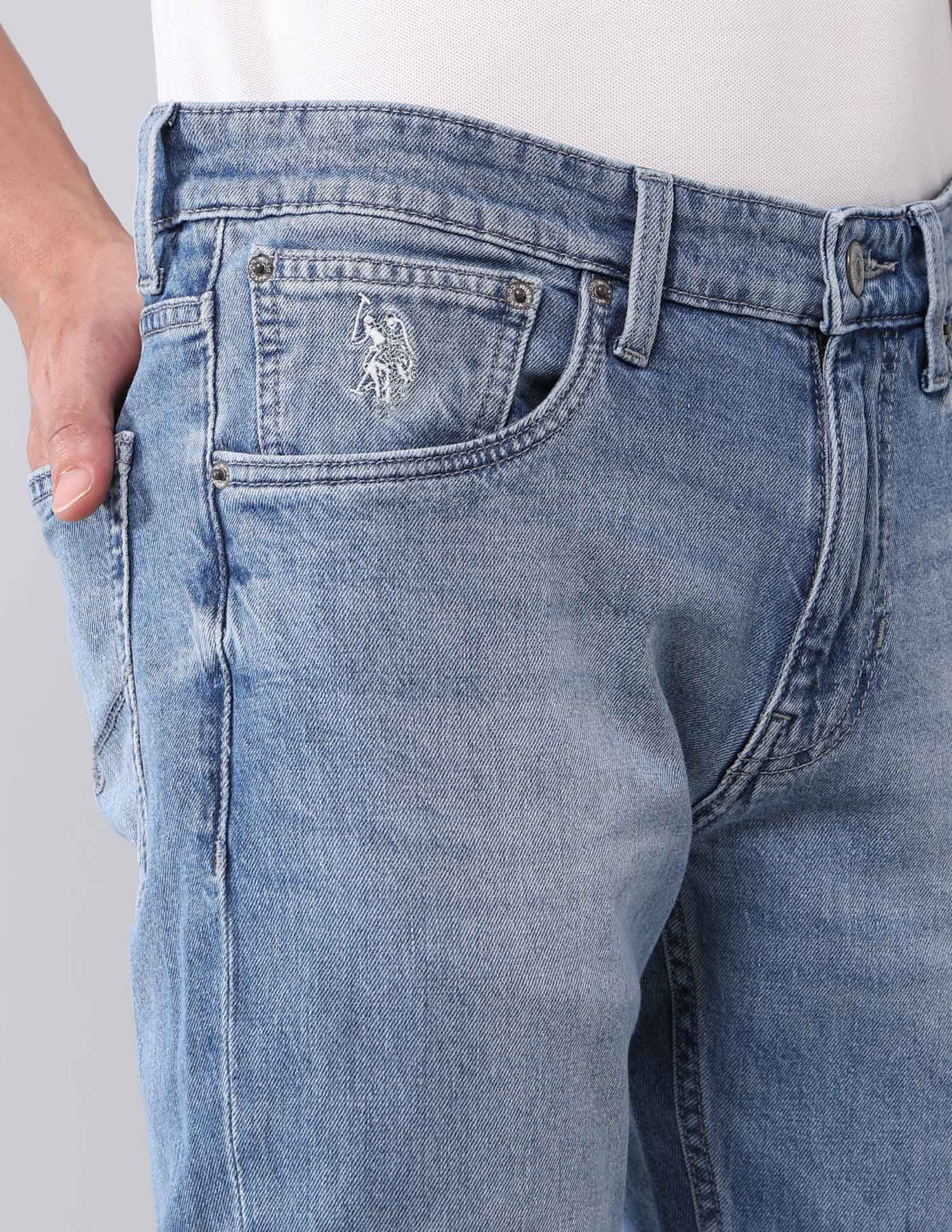 Brandon Slim Tapered Fit Vintage Jeans Mid Wash - U.S. Polo Assn. India | Large