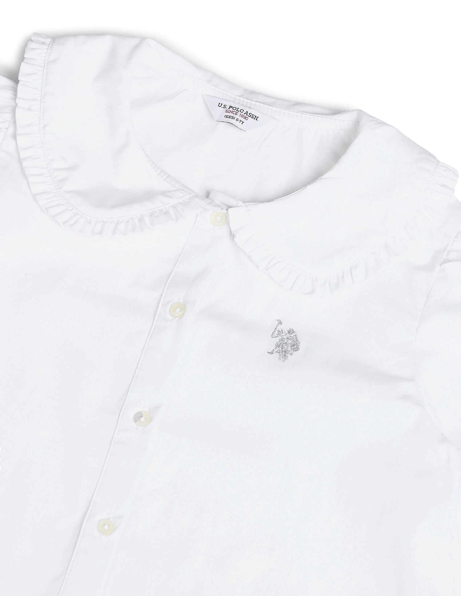 Girls Peter Pan Collar Regular Top Off White - U.S. POLO ASSN. | Large