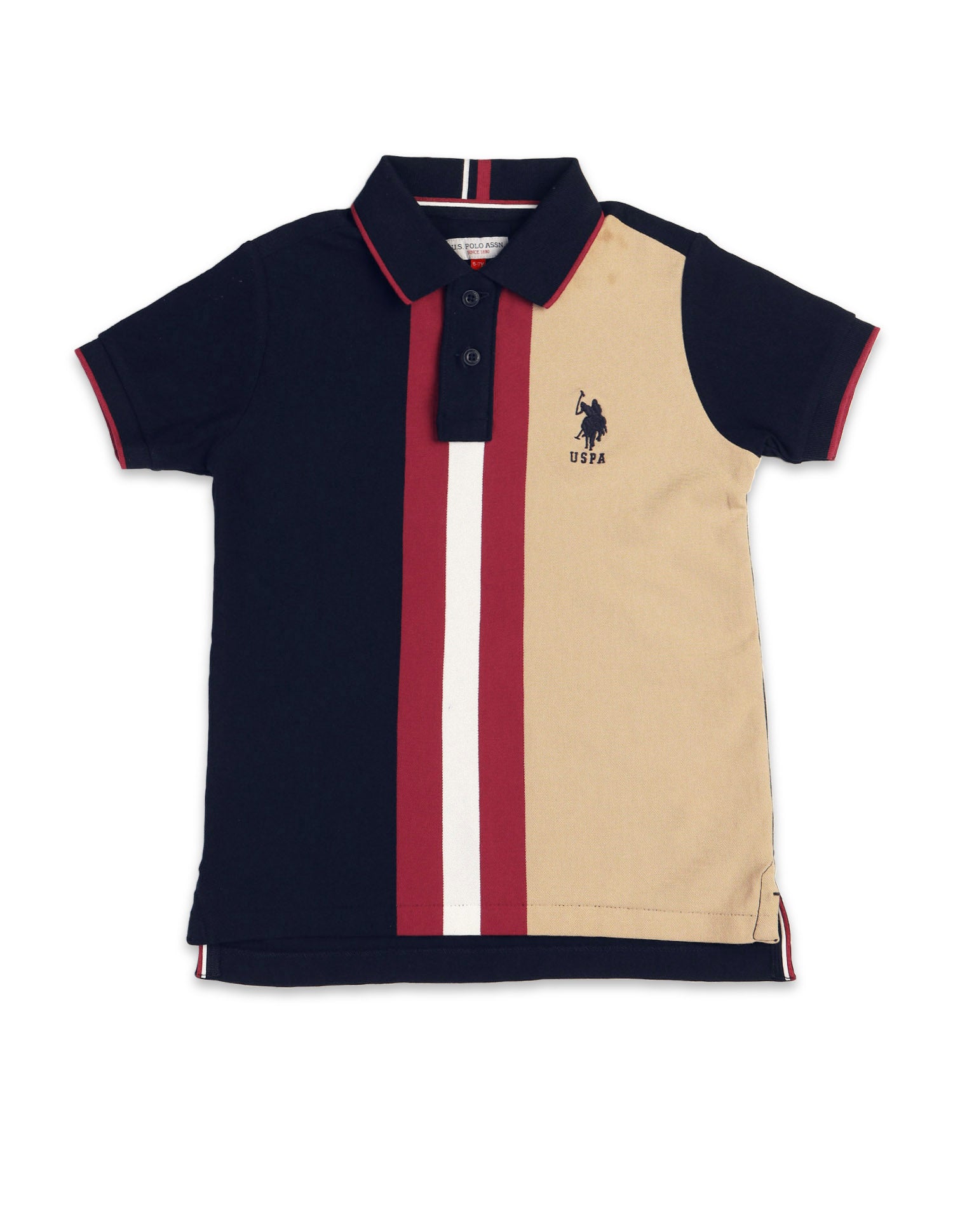 Boys Colour Blocked Regular Fit Polo Shirt Navy - U.S. POLO ASSN. | Large